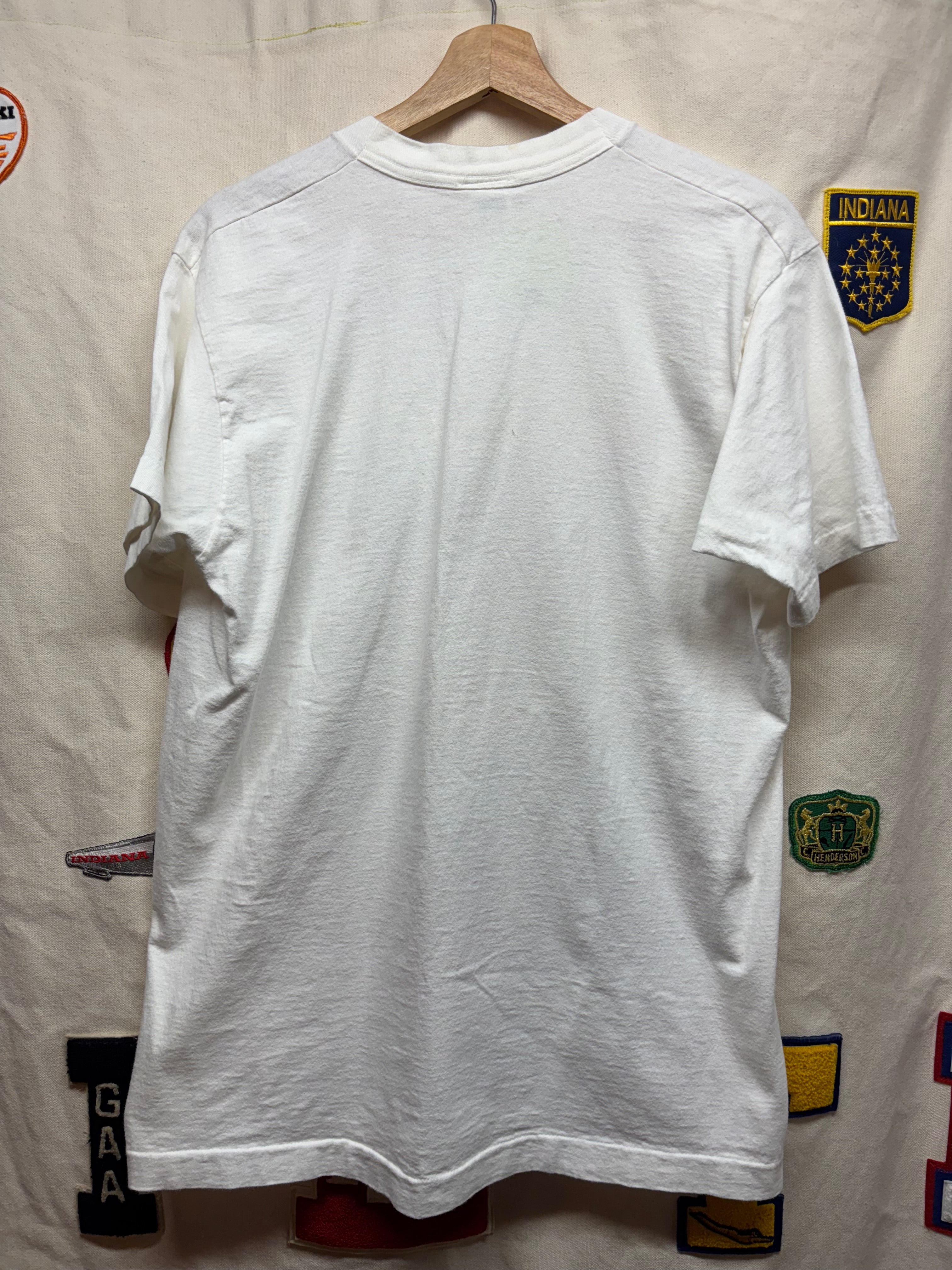 Vintage Dennis Rodman Caricature Chicago Bulls 90's White T-Shirt: Large