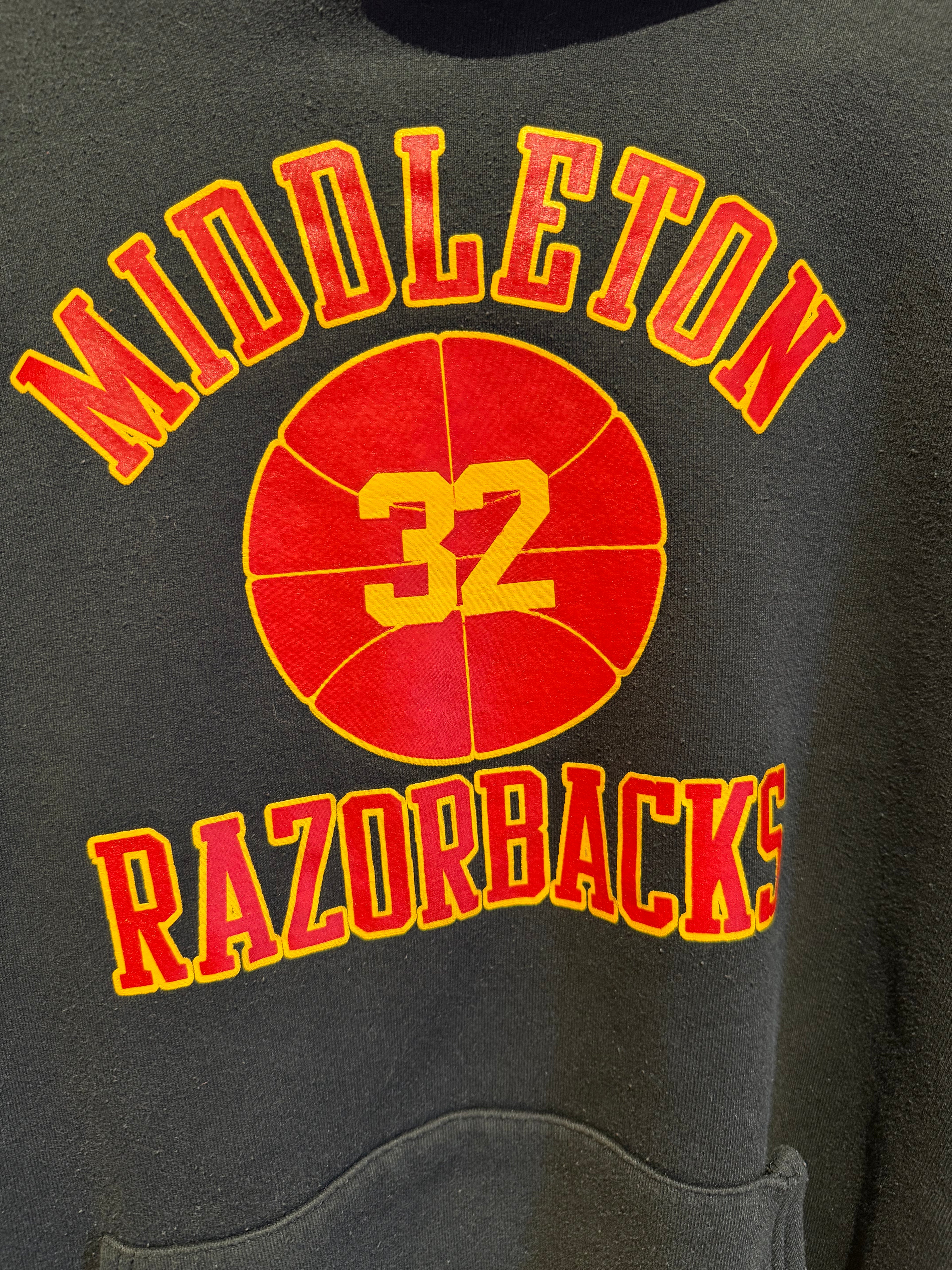 Vintage Russell Black Hoodie Middleton Razorbacks Airbrush Hoodie sweatshirt: XL