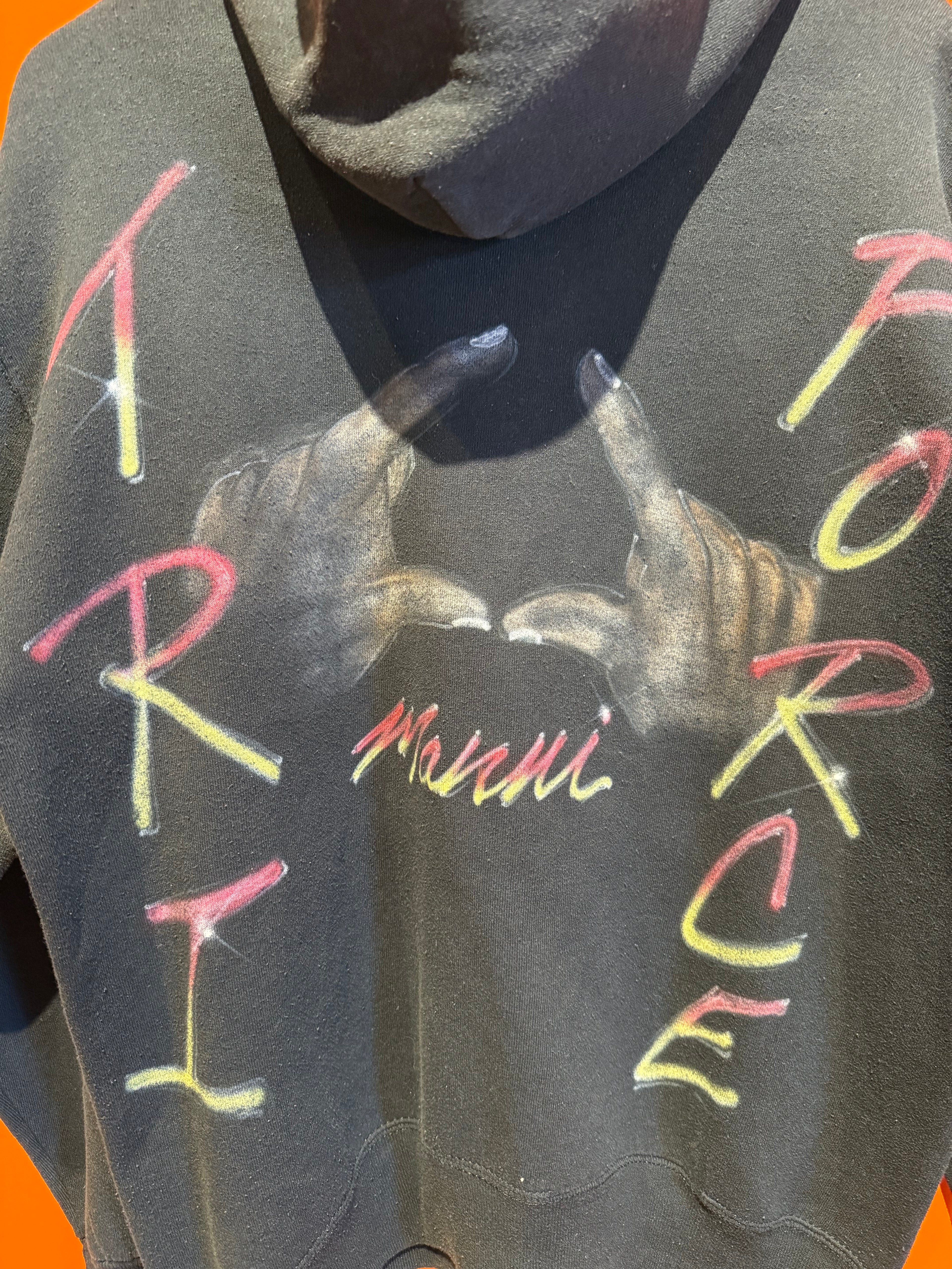 Vintage Russell Black Hoodie Middleton Razorbacks Airbrush Hoodie sweatshirt: XL