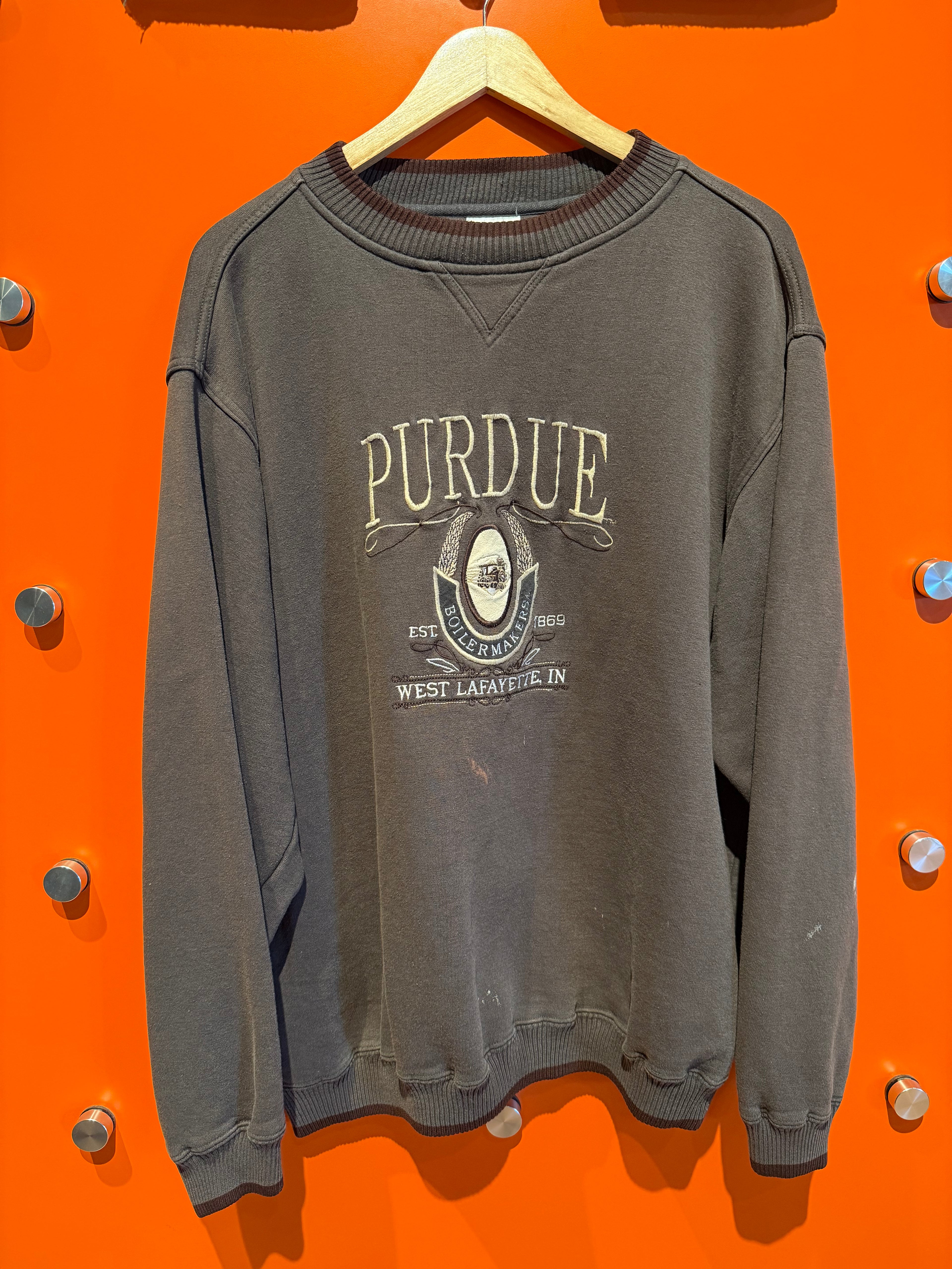 Vintage Purdue University Embroidered Crewneck Sweatshirt: XL