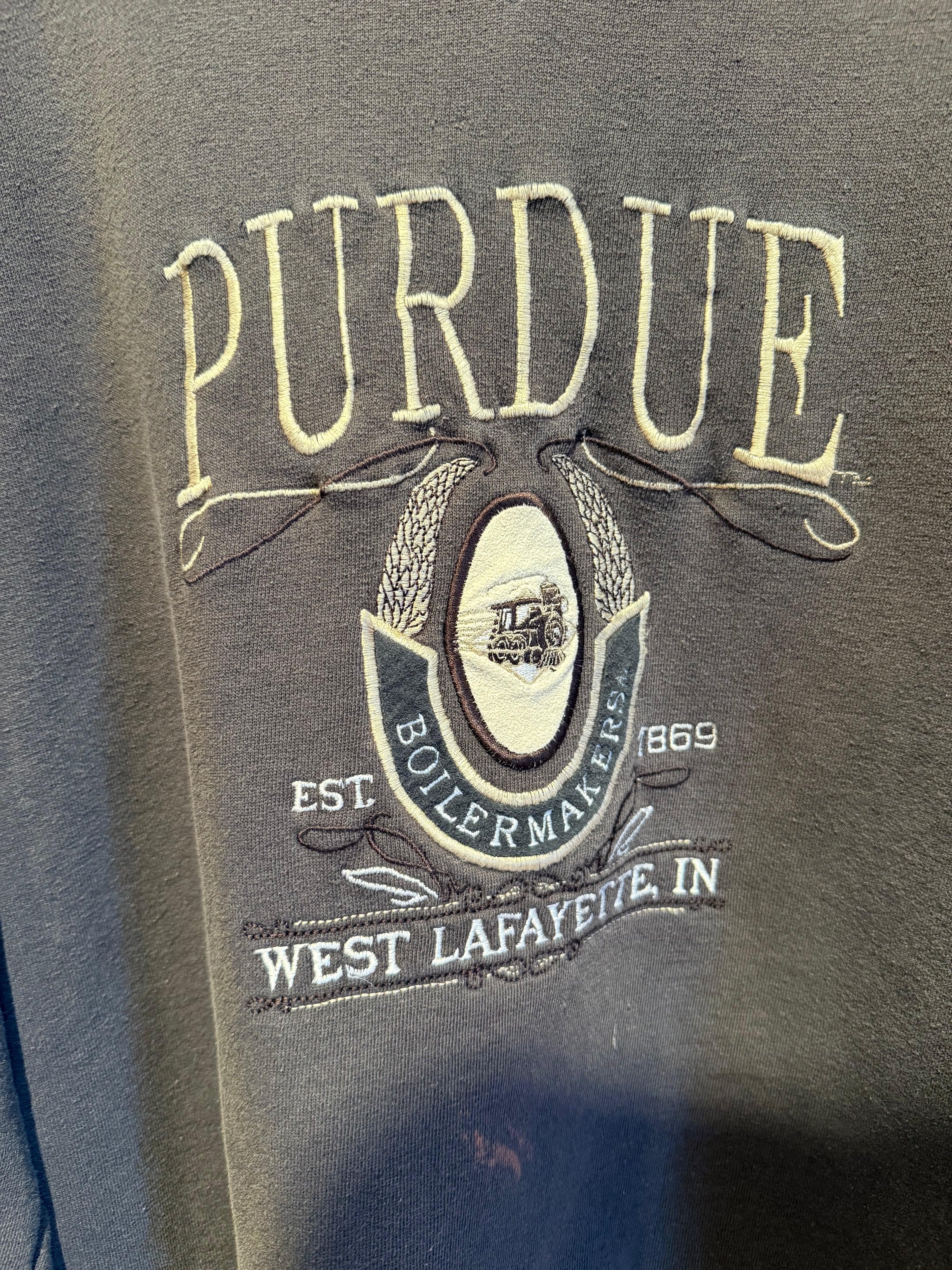 Vintage Purdue University Embroidered Crewneck Sweatshirt: XL