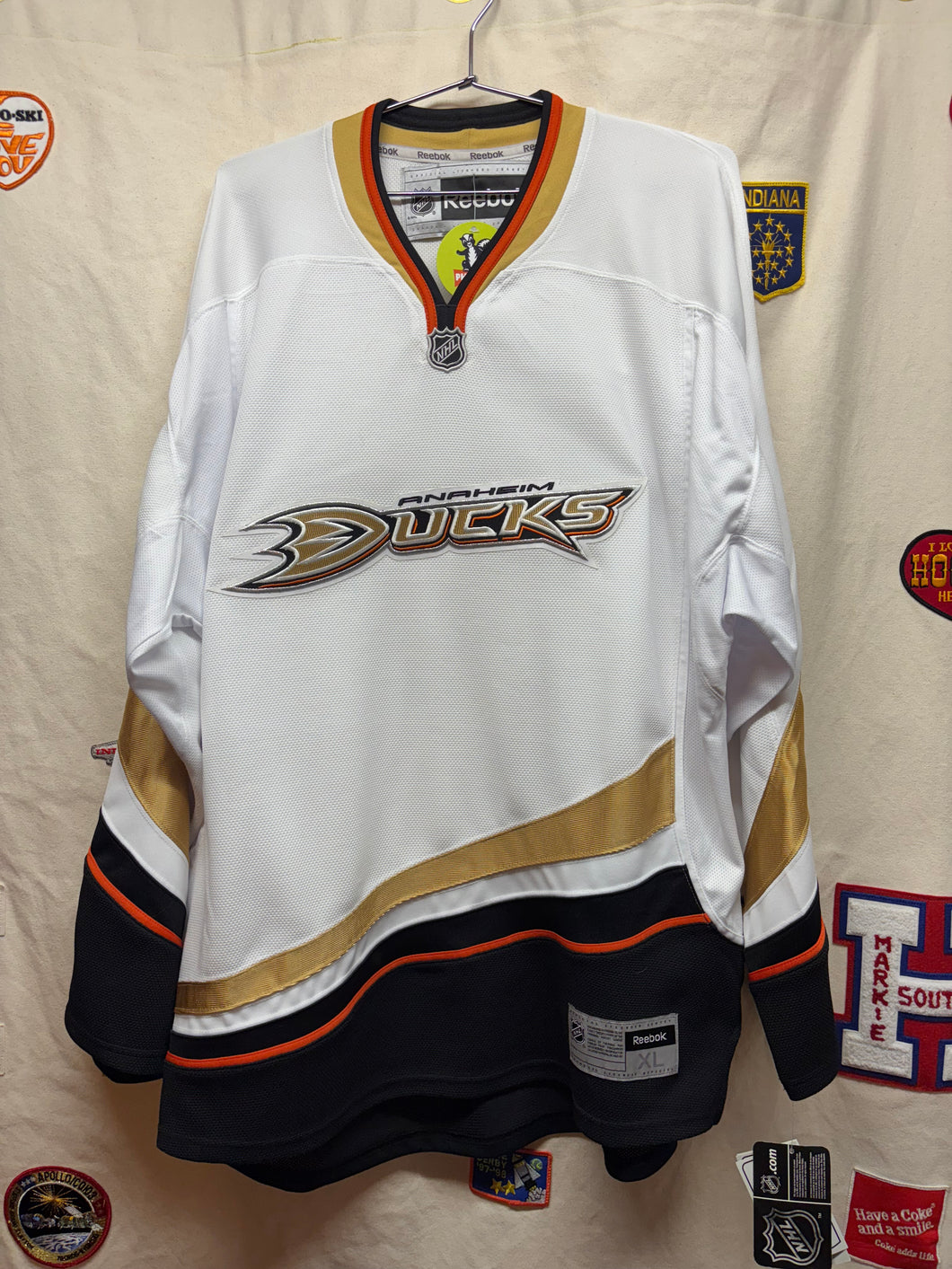 Vtg Anaheim Ducks NHL Y2K Reebok White NWT Hockey Jersey: XL