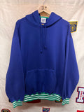 Vintage Blue Green Stripe Cuff Blank Gap Hoodie Sweatshirt: XL