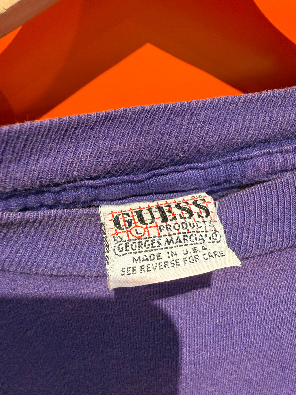 Vintage Guess USA Embroidered Longsleeve Purple T-Shirt: Large