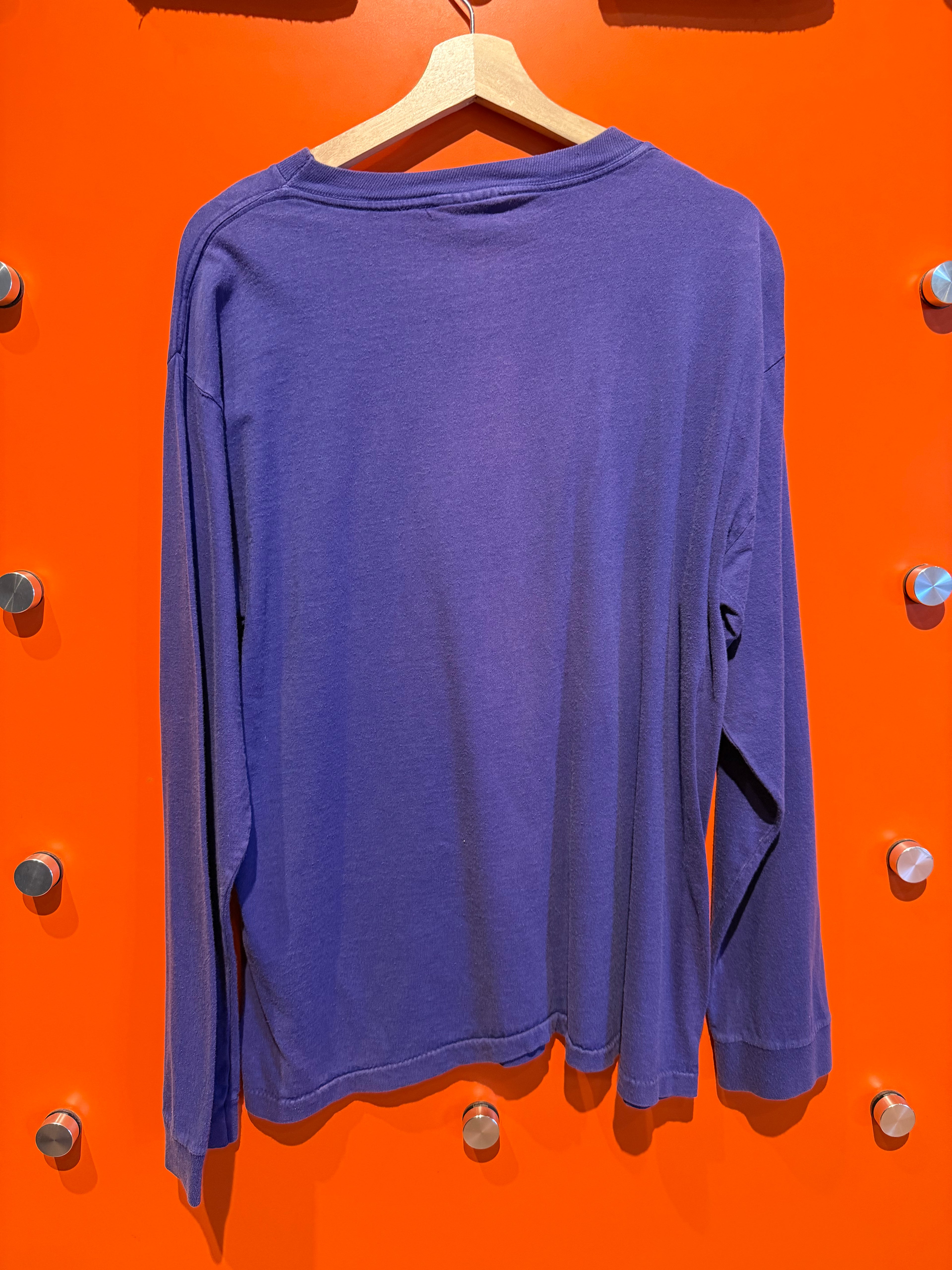 Vintage Guess USA Embroidered Longsleeve Purple T-Shirt: Large