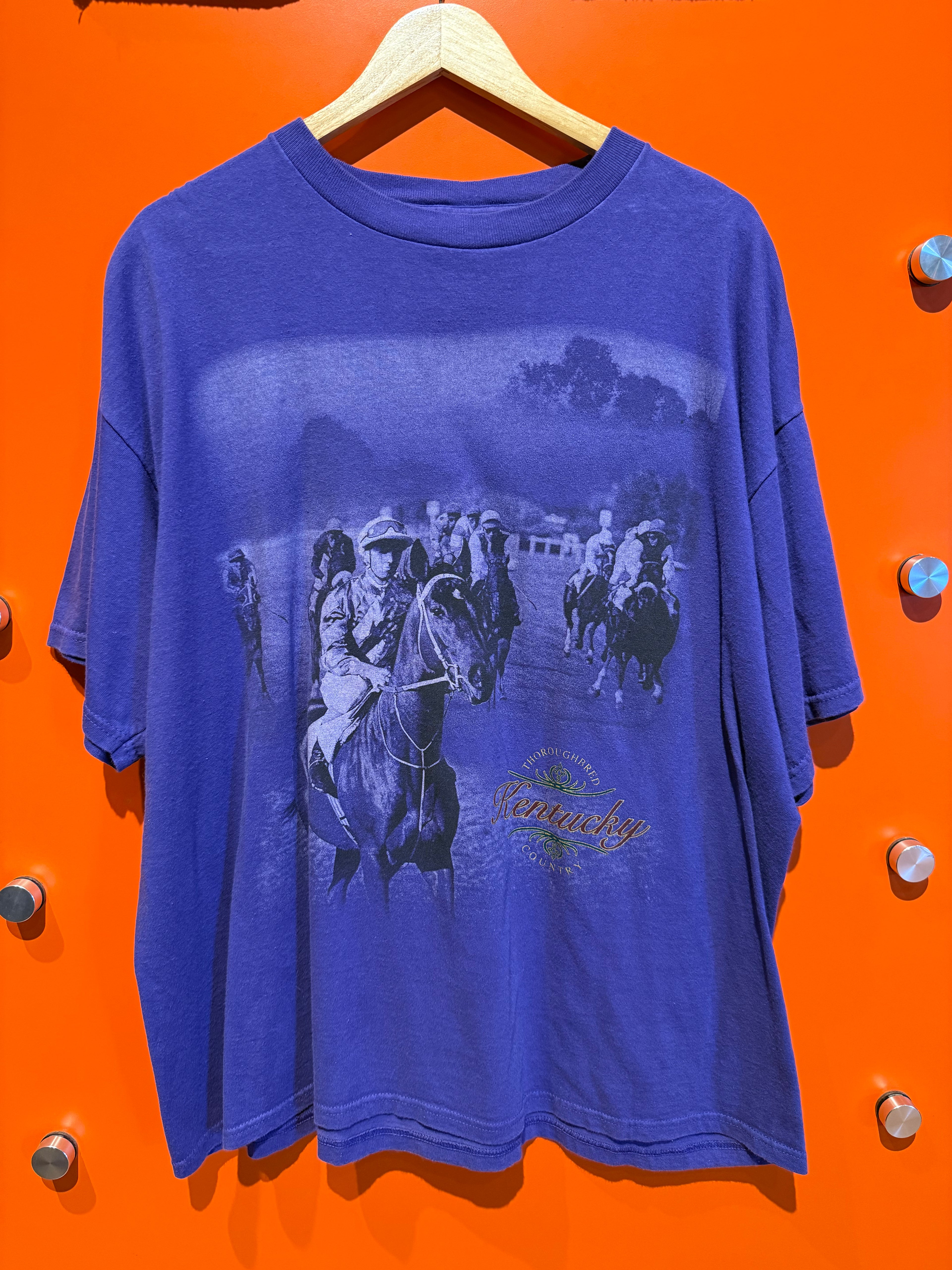 Vintage Kentucky Derby Thoroughbred Country Horse Race Purple T-Shirt: XL