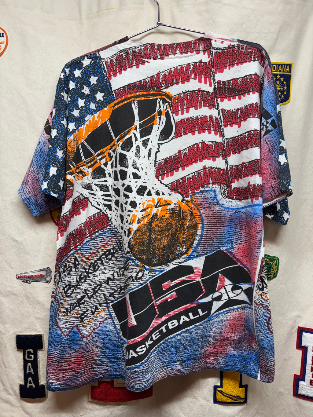 Vintage USA Olympics Basketball Magic Johnson All Over Print AOP T-Shirt: Large