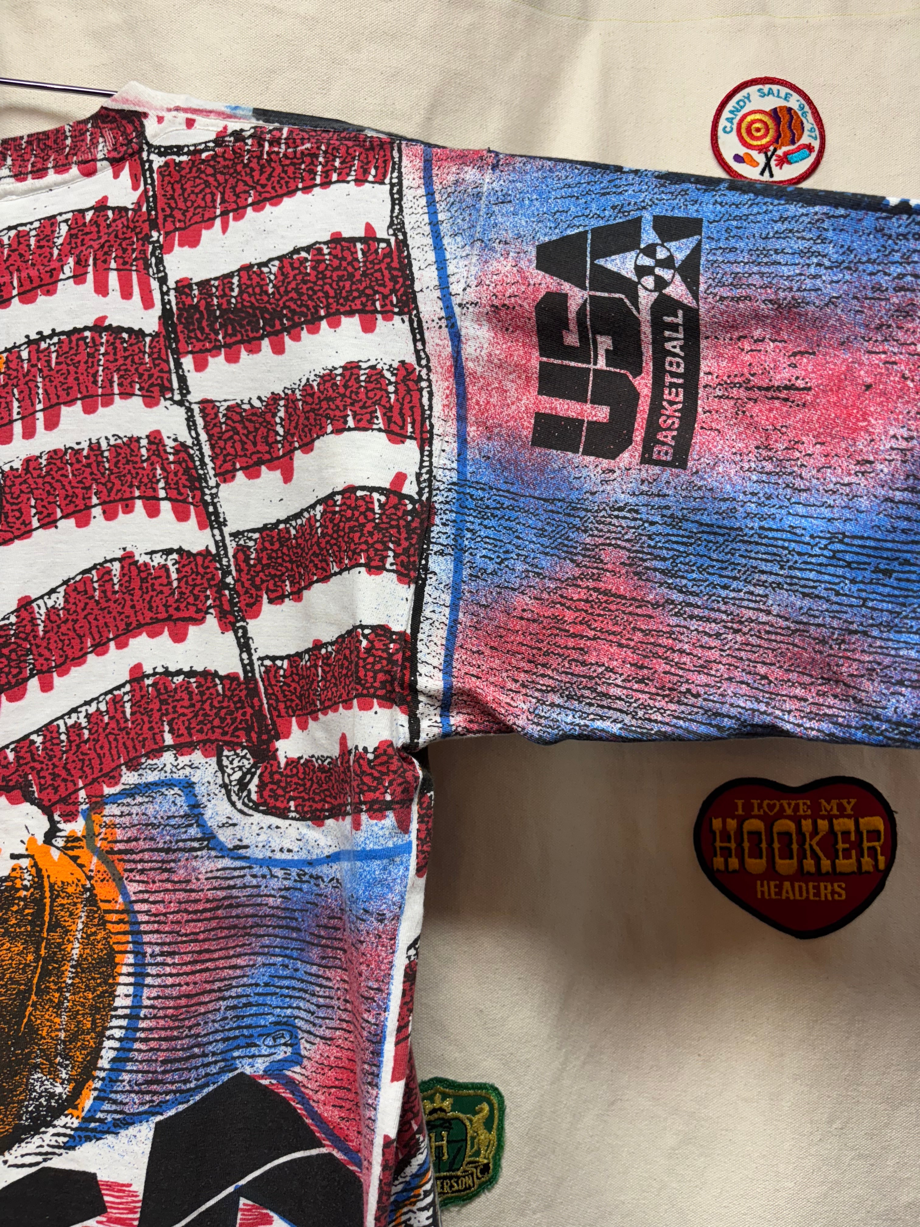 Vintage USA Olympics Basketball Magic Johnson All Over Print AOP T-Shirt: Large