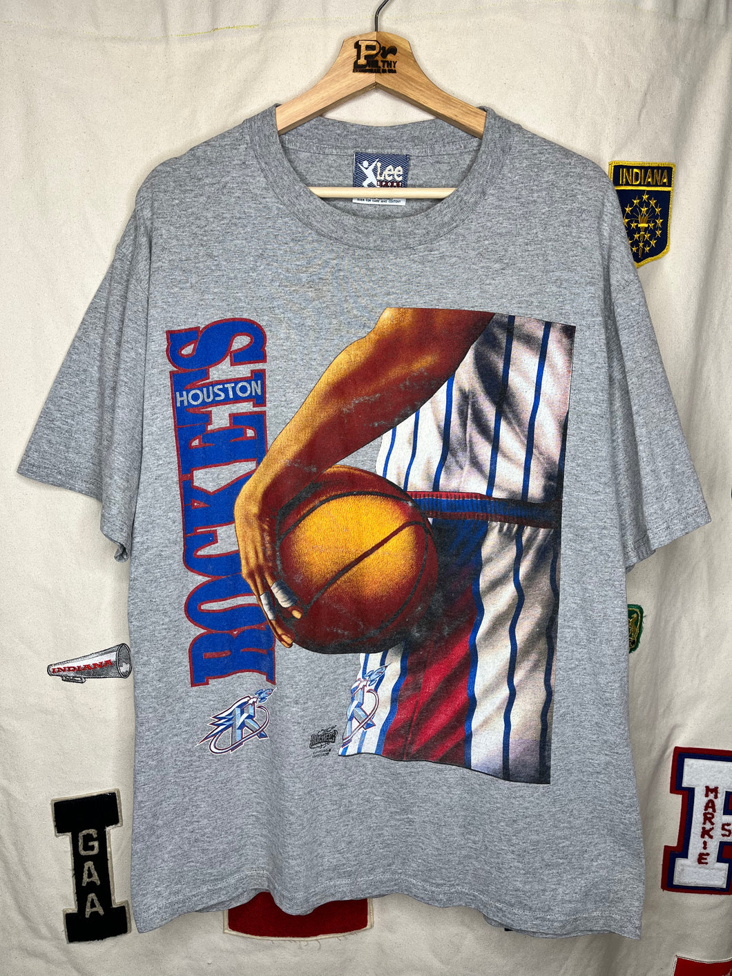 Vintage Houston Rockets NBA Lee Sport Basketball Player Grey T-Shirt: Large