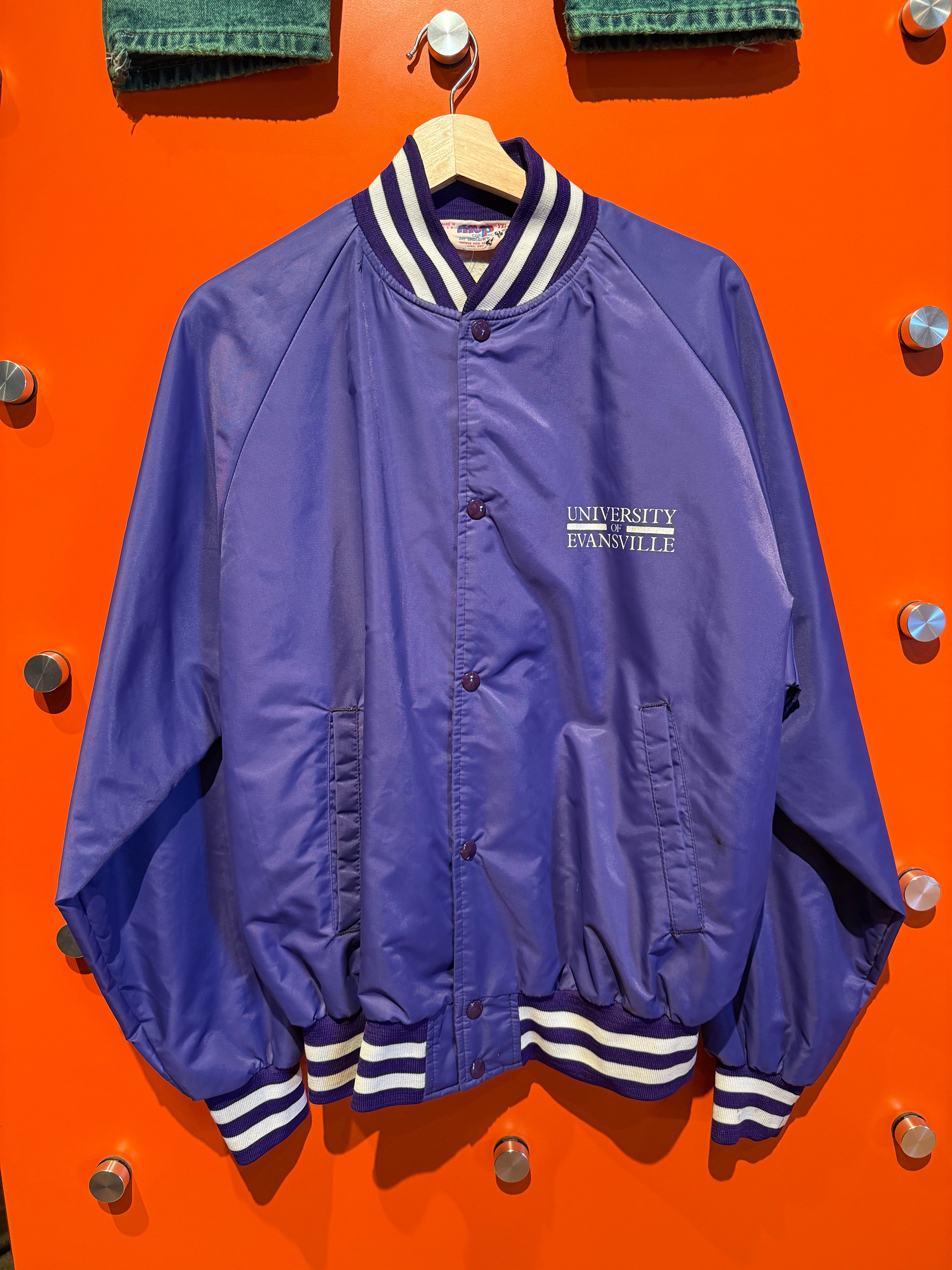 Vintage University of Evansville Varsity Bomber Jacket: XXL
