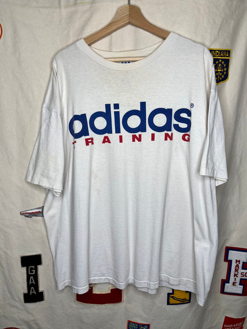 Vintage Adidas Training Spellout 90's White T-Shirt: XXL