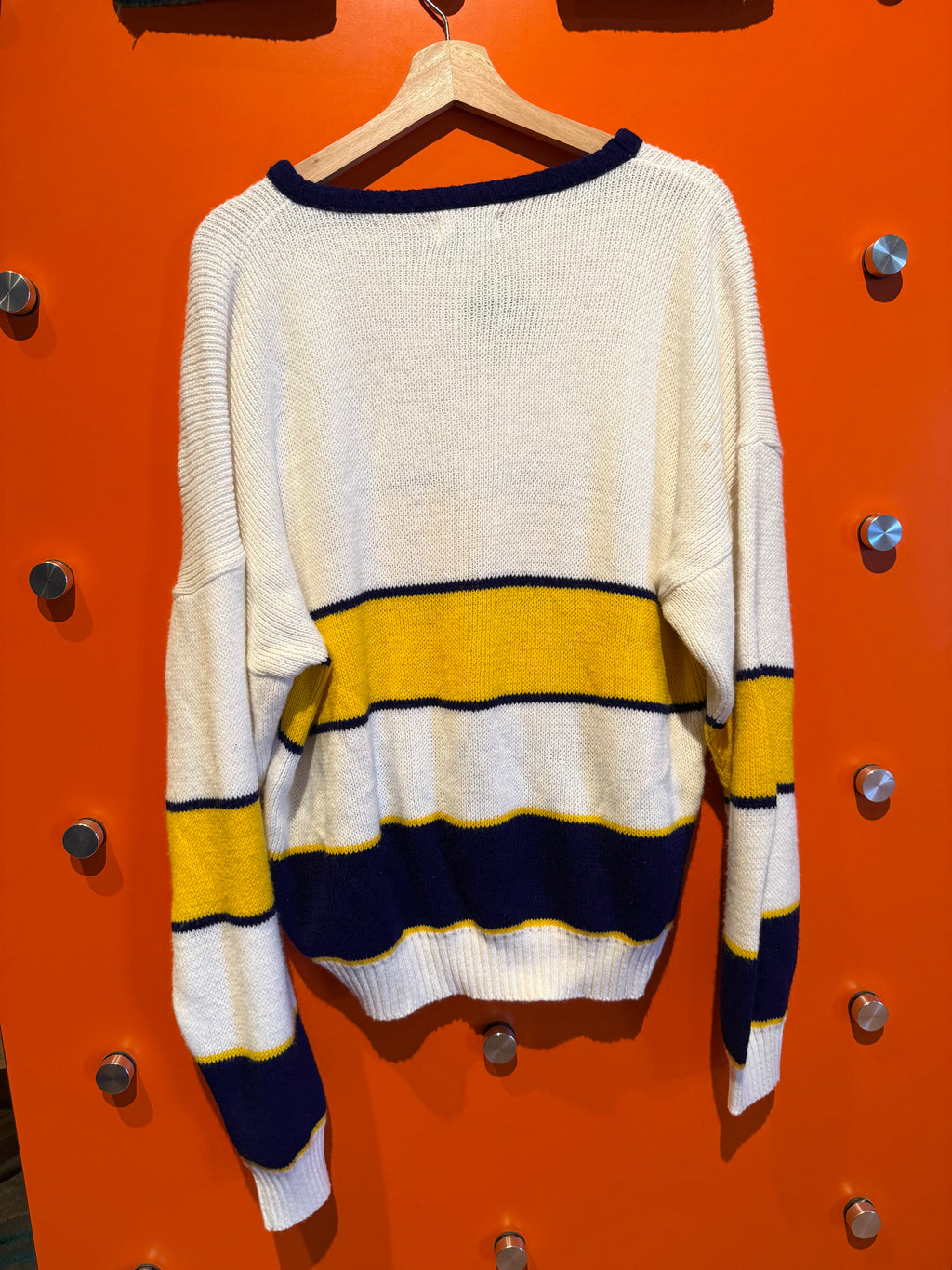 Vintage University of Evansville Purple Aces Striped Knit Sweater: L