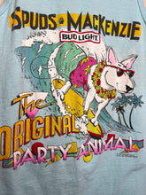 Load image into Gallery viewer, Vintage Spuds Mackenzie Party Animal Bud Light Blue 1987 Tank Top: Medium
