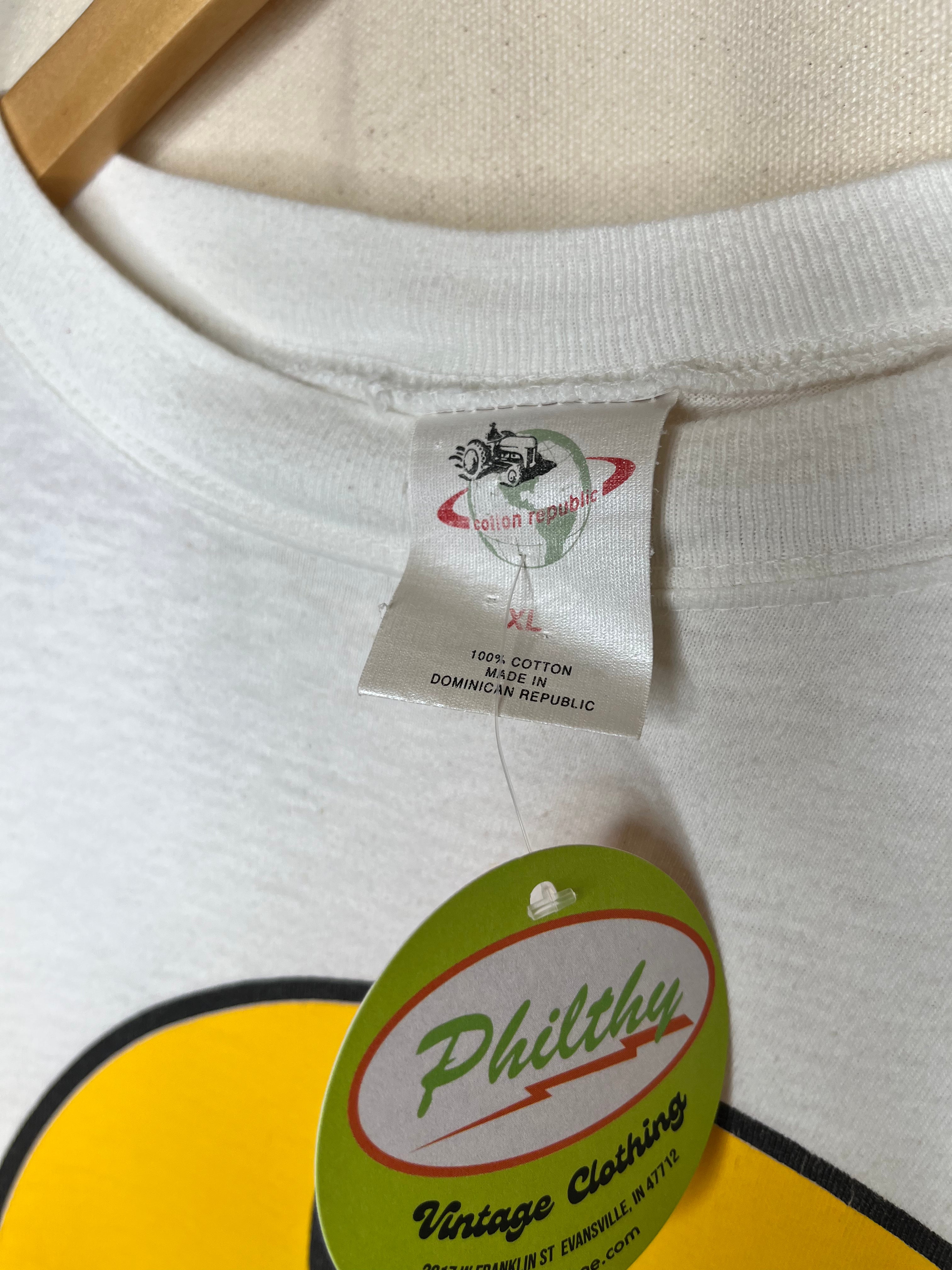 Vintage Tongue Out Yellow Smiley Face 90's White T-Shirt: XL