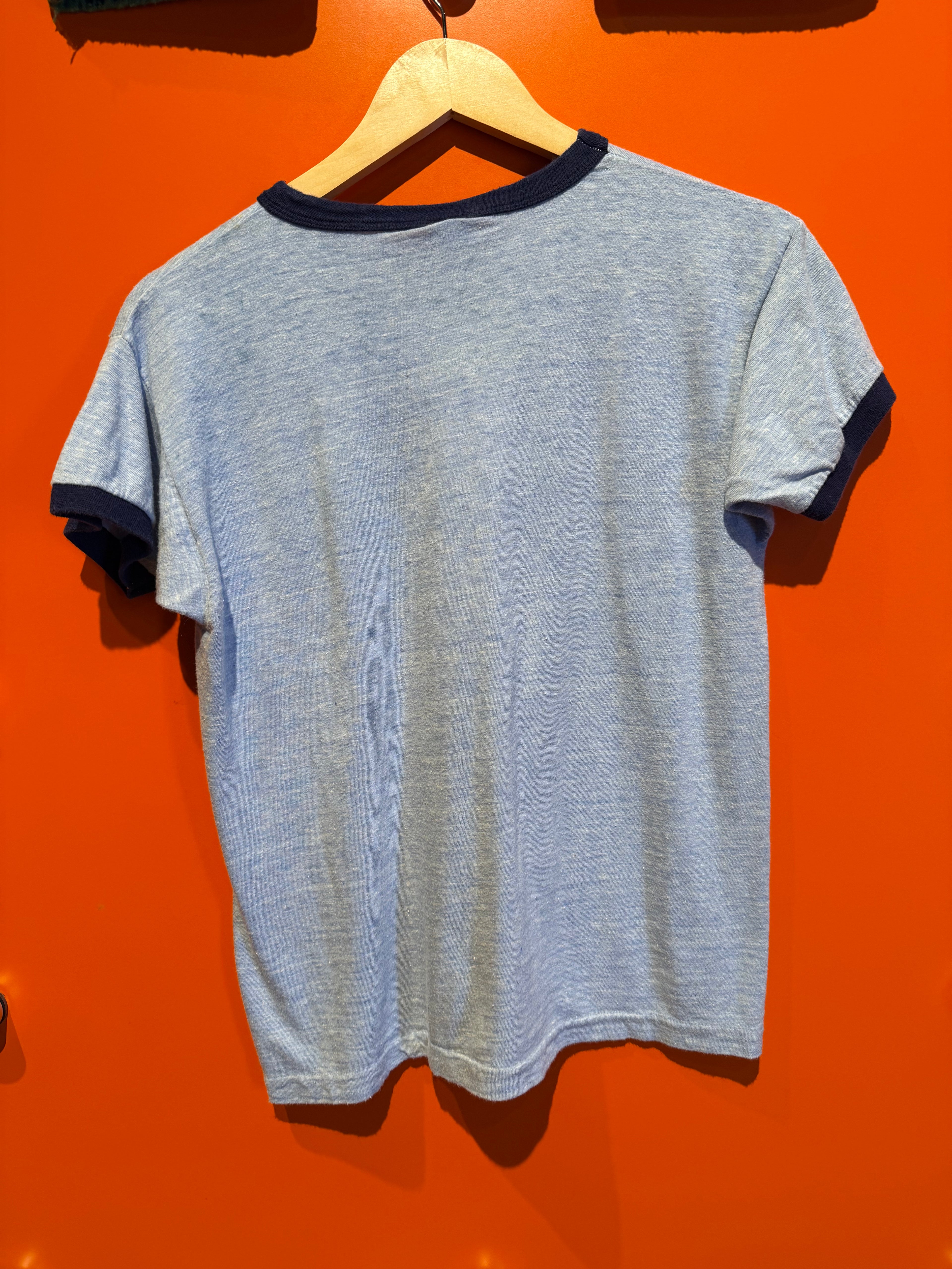 Vintage Indiana University IU Blue Bar 70's Champion Ringer T-Shirt: S/M