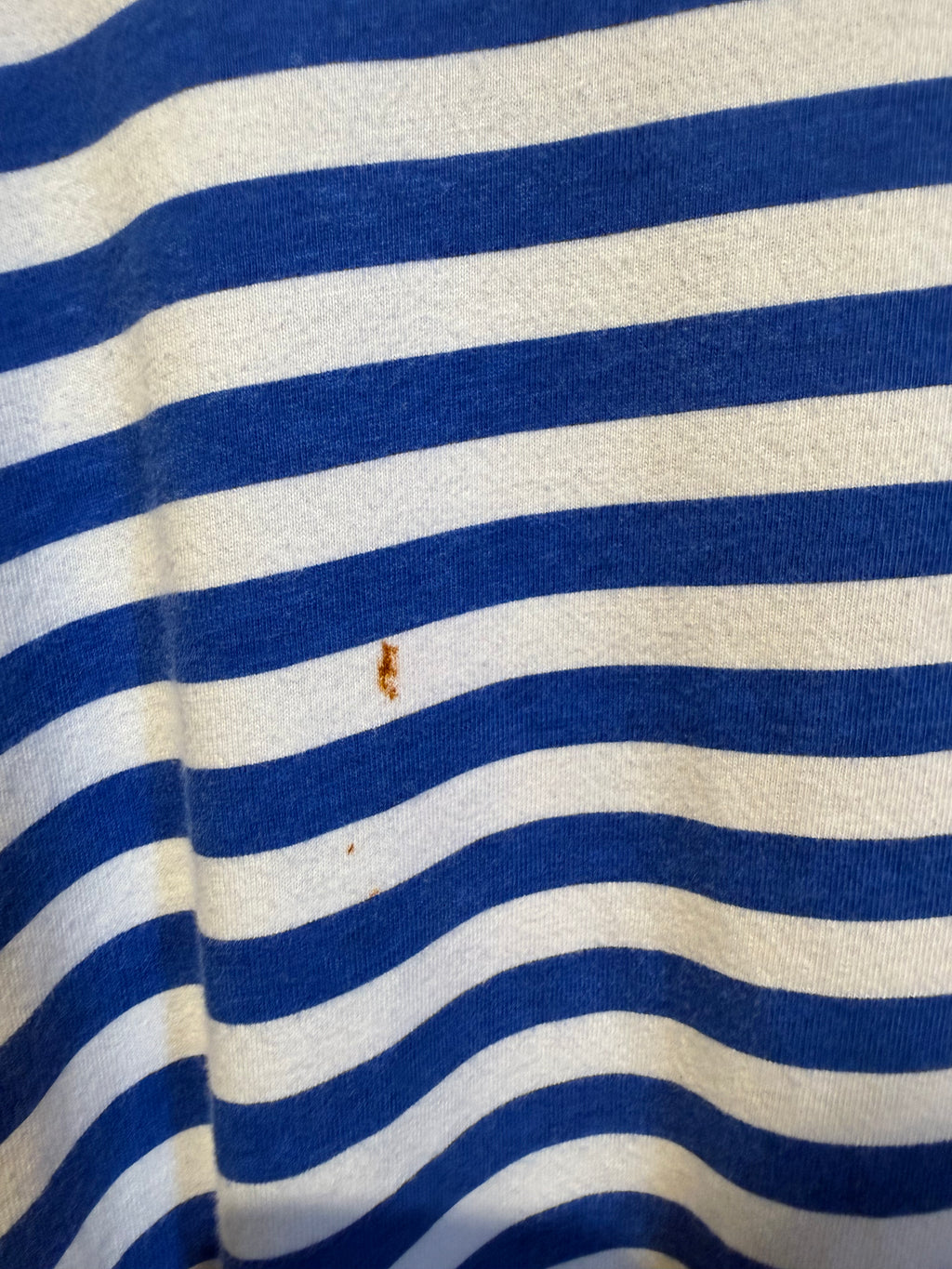 Vintage Striped Nautica Blue White Spellout T-Shirt: L