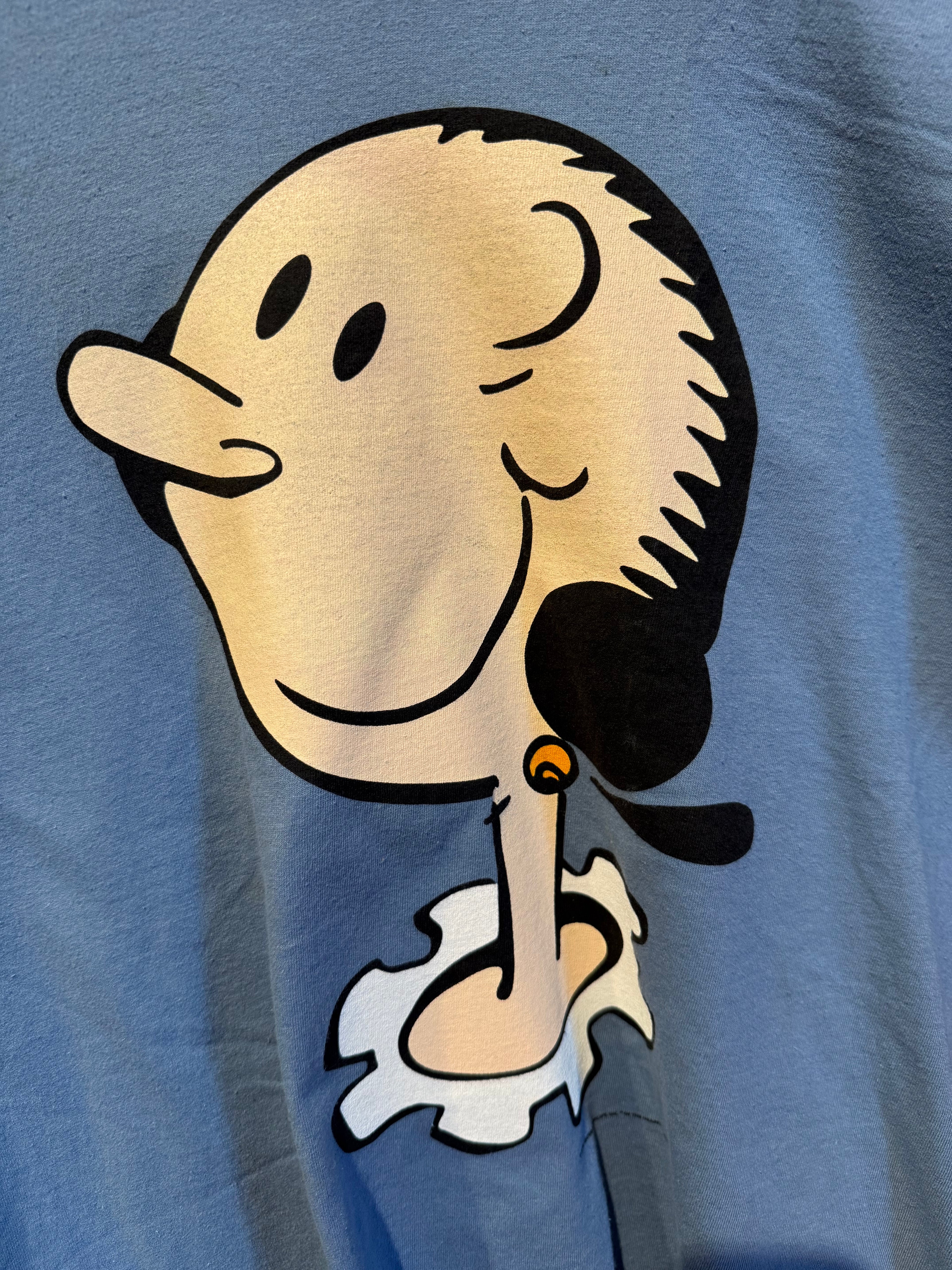 Vintage Popeye Olive Cartoon Grafique De France Blue T-Shirt: XL