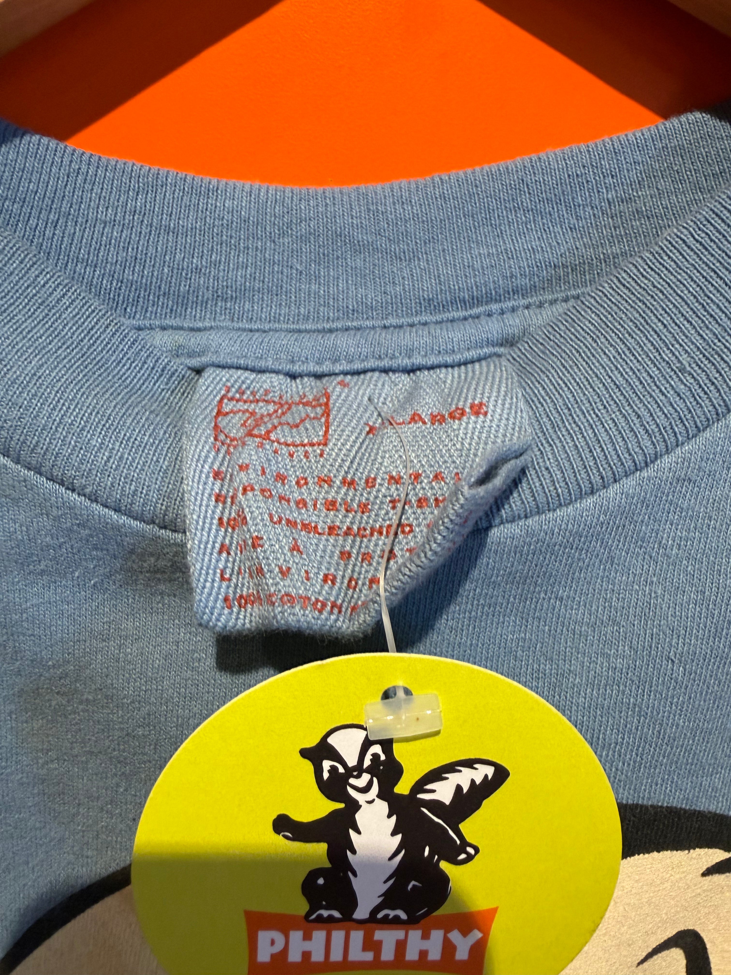 Vintage Popeye Olive Cartoon Grafique De France Blue T-Shirt: XL