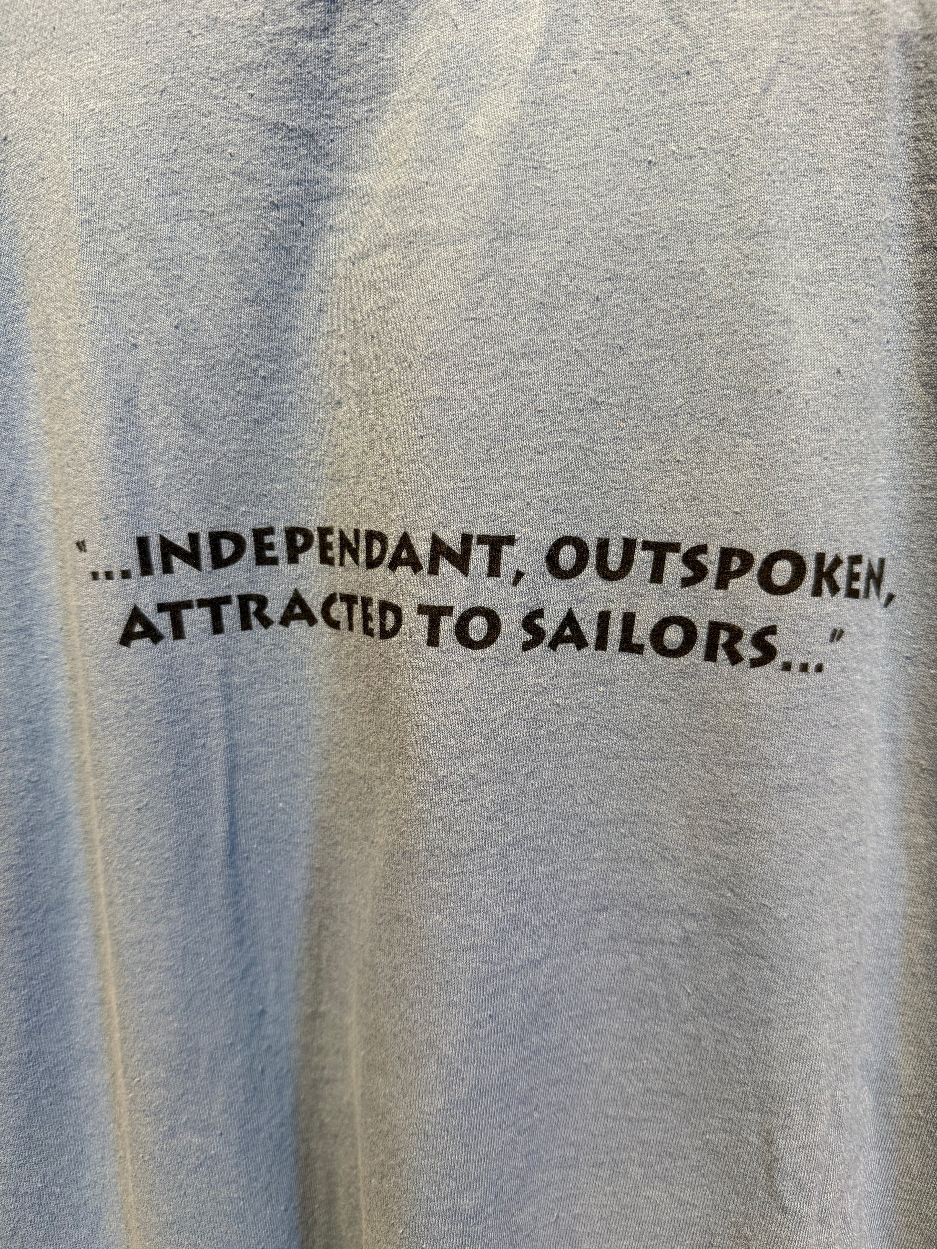 Vintage Popeye Olive Cartoon Grafique De France Blue T-Shirt: XL