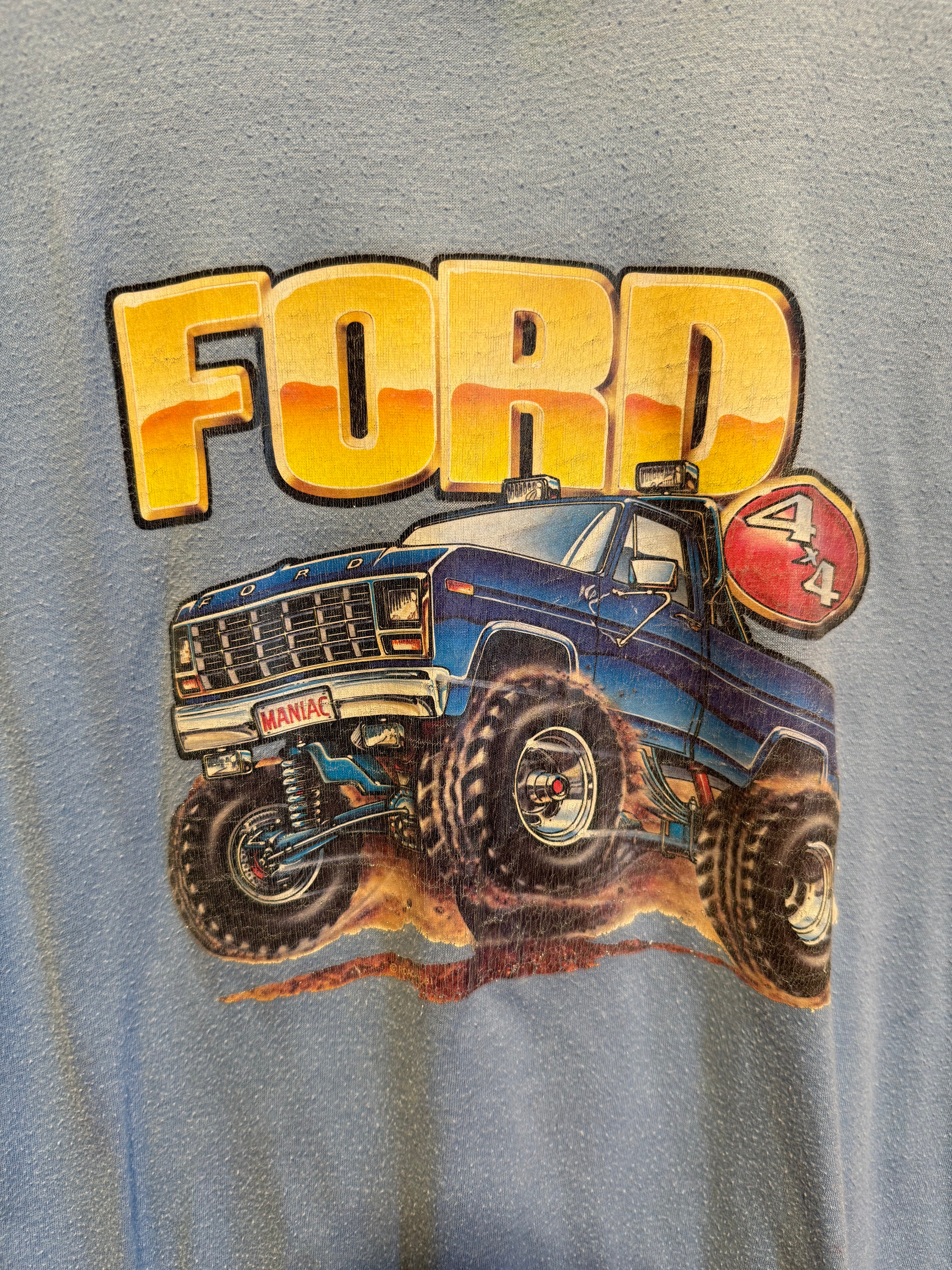 Vintage Ford 4x4 Truck 80's Blue T-Shirt: L