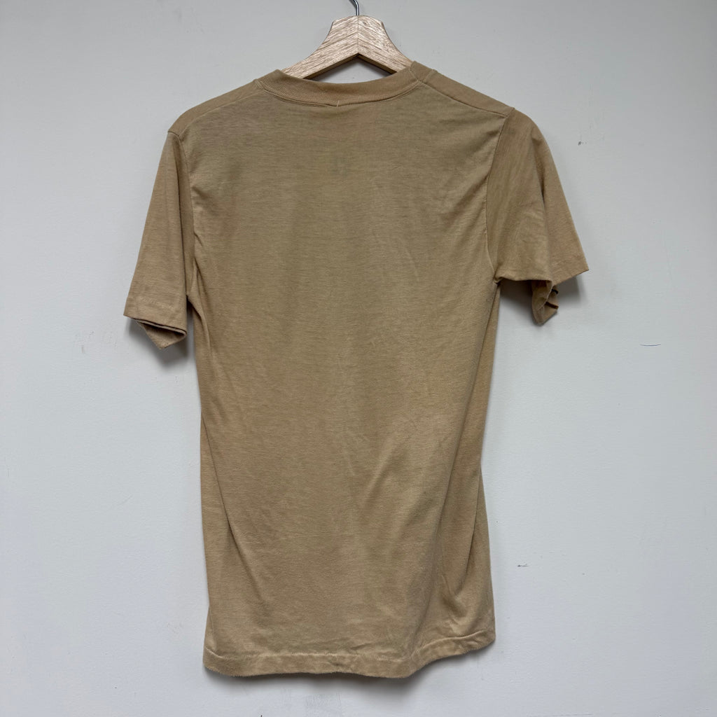 Vintage Sparkling Tasmanian Devil Iron On 70's Tan T-Shirt: M