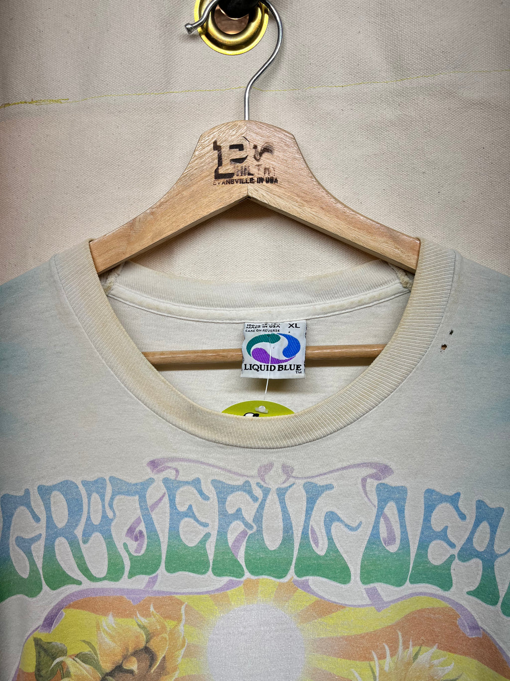 Vintage The Grateful Dead 1995 Summer Tour Turtle Terrapin Sunflower Inspiration Liquid Blue Tie Dye T-Shirt: XL