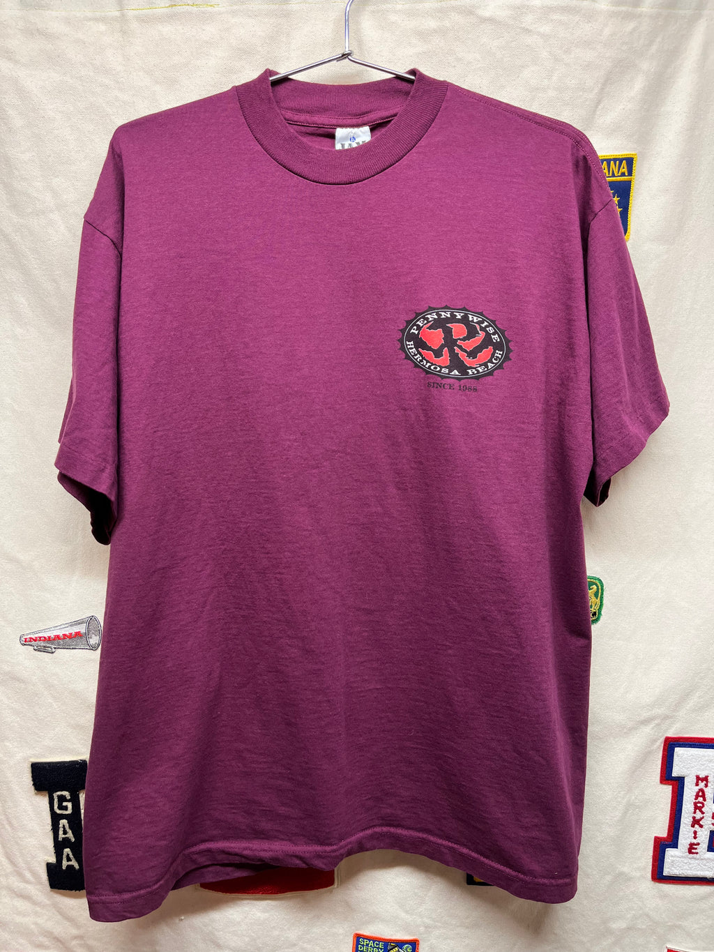 Vintage Pennywise Hermosa Beach Punk Band Burgandy Maroon 1988 T-Shirt: XL
