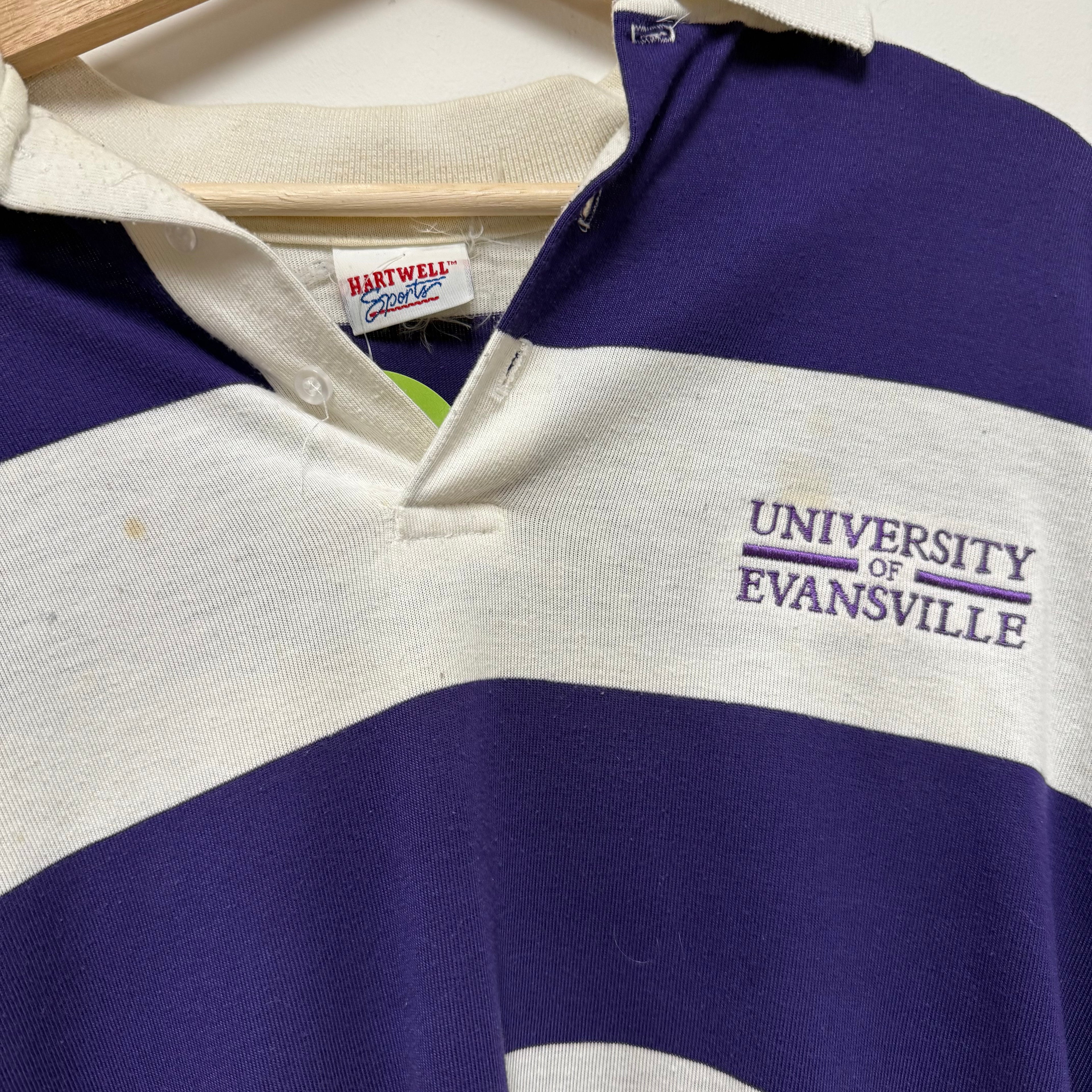 Vintage Purple Striped UE Aces Polo Long Sleeve: L/XL