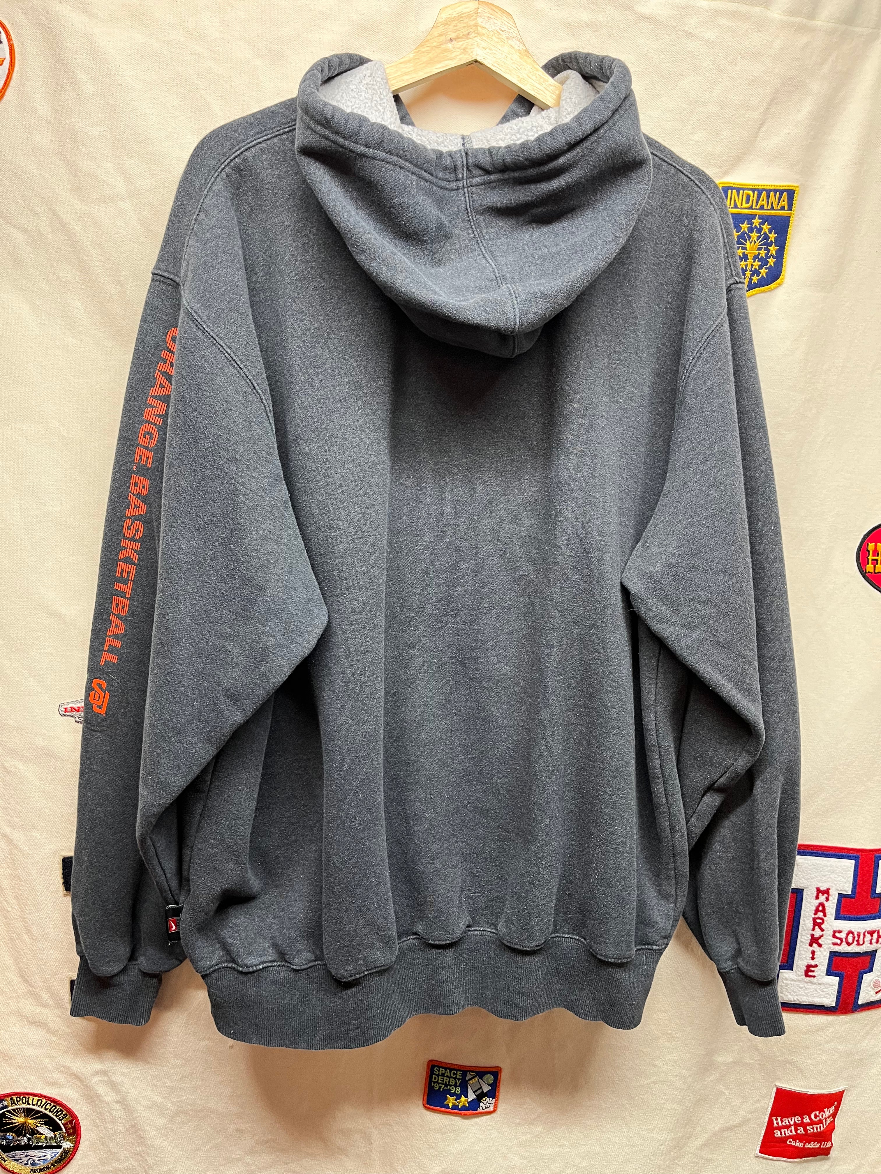 Vintage Syracuse University SU Orange Basketball Nike Team Center Swoosh Charcoal Grey Hoodie Sweatshirt: XL