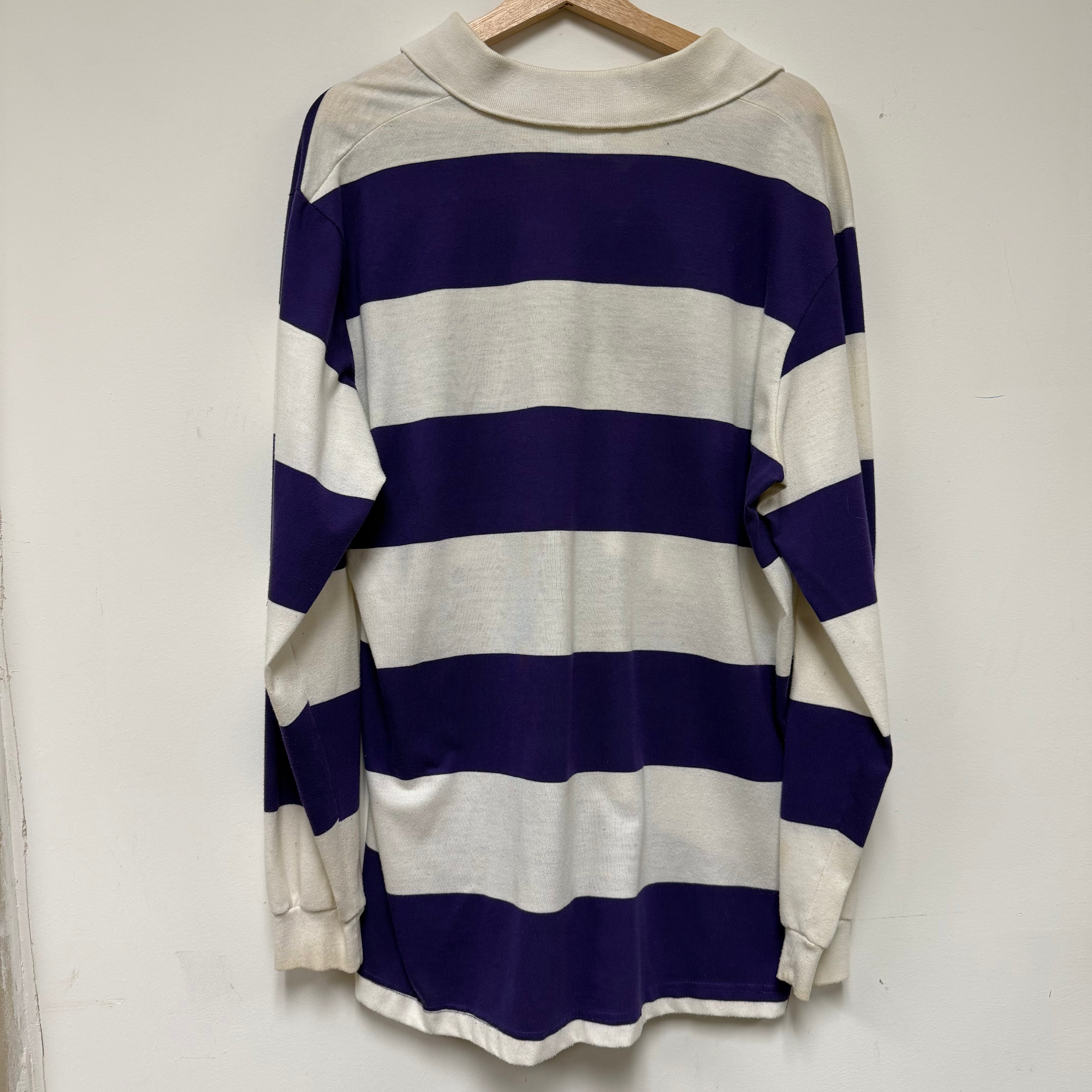 Vintage Purple Striped UE Aces Polo Long Sleeve: L/XL