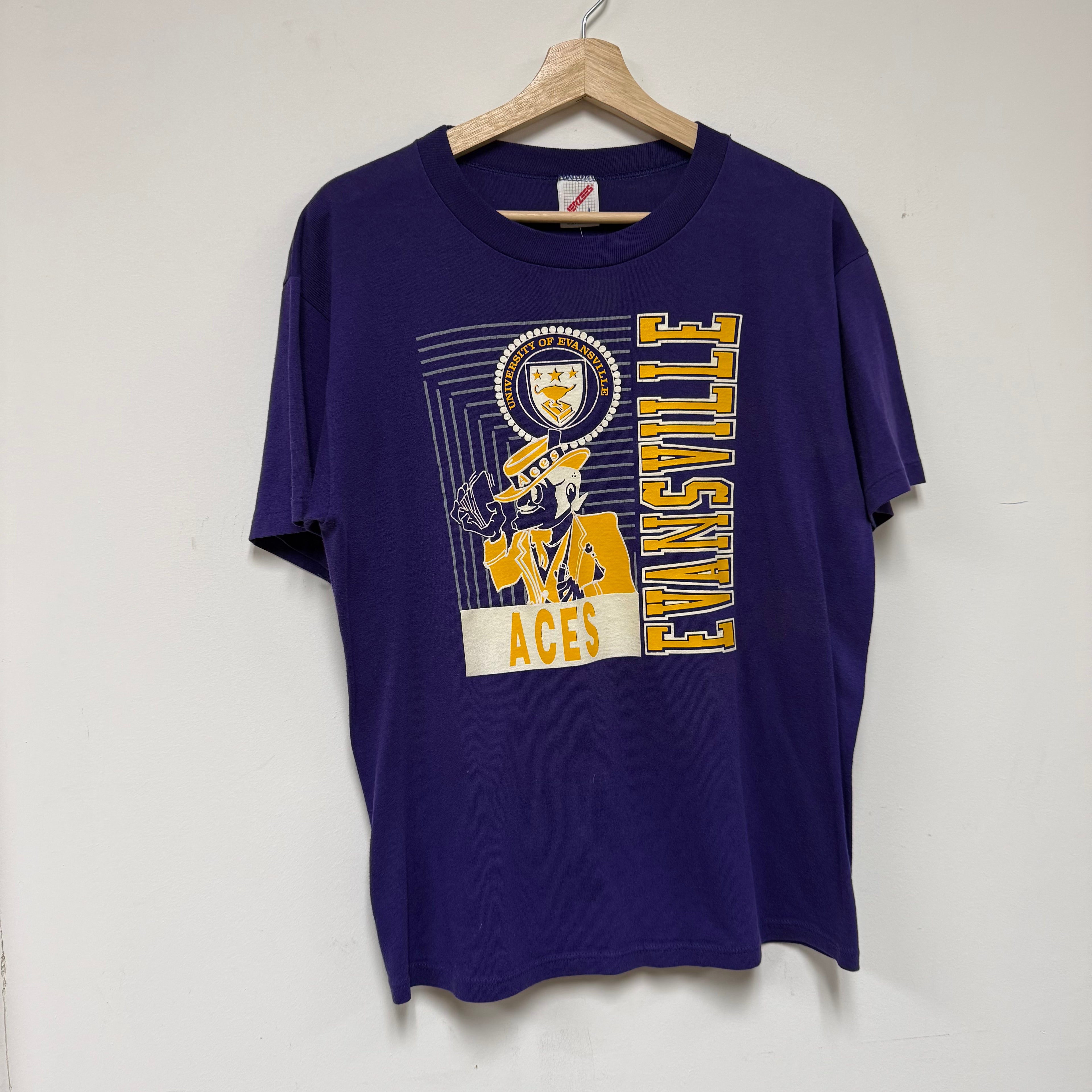 Vintage University of Evansville Purple Aces T-Shirt: L
