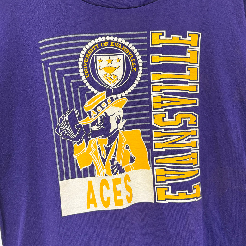 Vintage University of Evansville Purple Aces T-Shirt: L