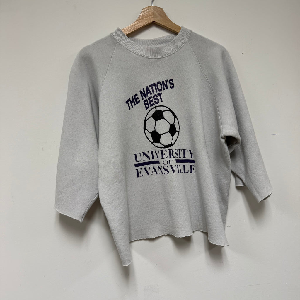 Vintage University of Evansville Soccer Cutoff Crewneck: L