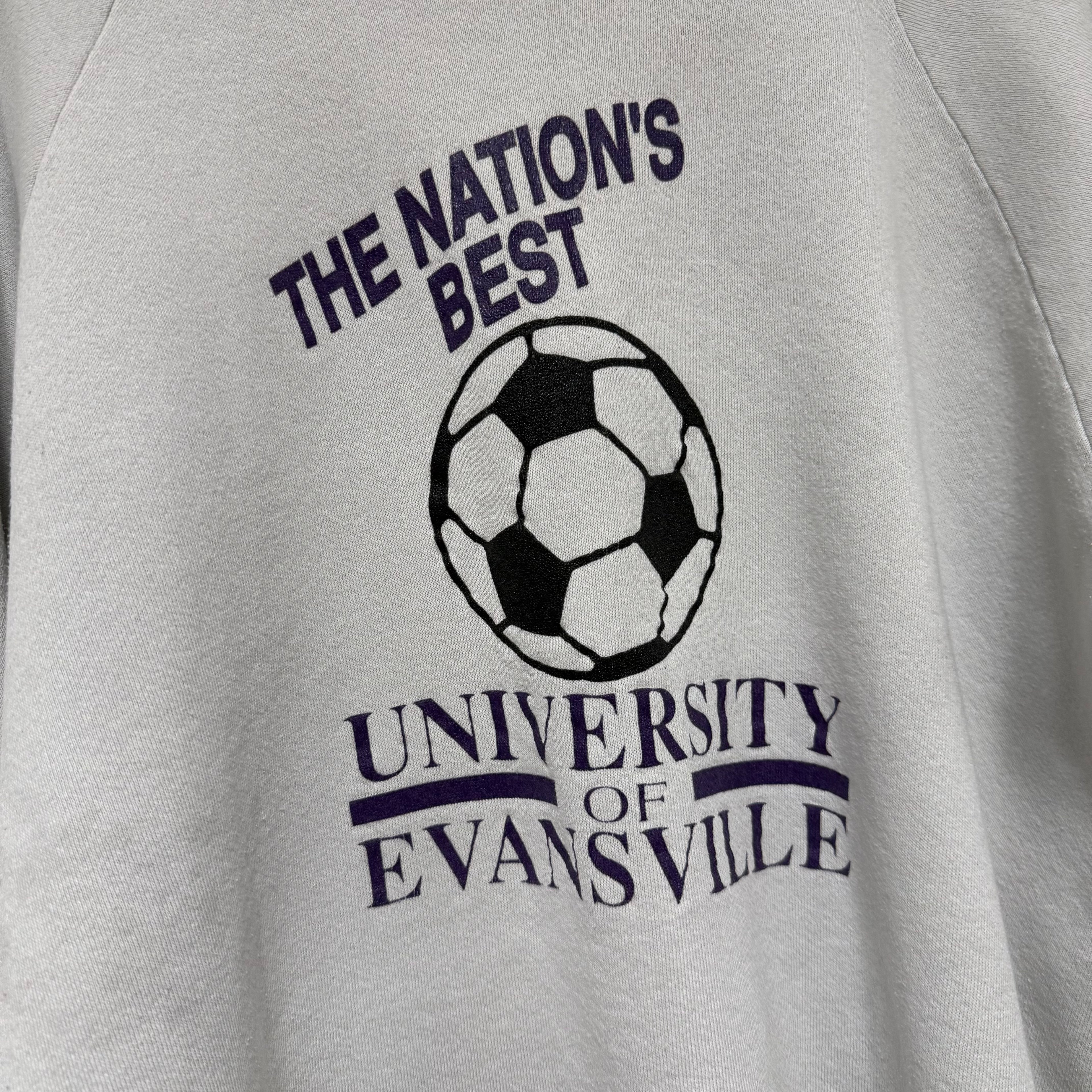 Vintage University of Evansville Soccer Cutoff Crewneck: L