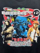 Load image into Gallery viewer, Vintage Livestock 12 Rob Zombie Kid Rock Stone Temple Pilots 2002 Music Festival T-Shirt: XL
