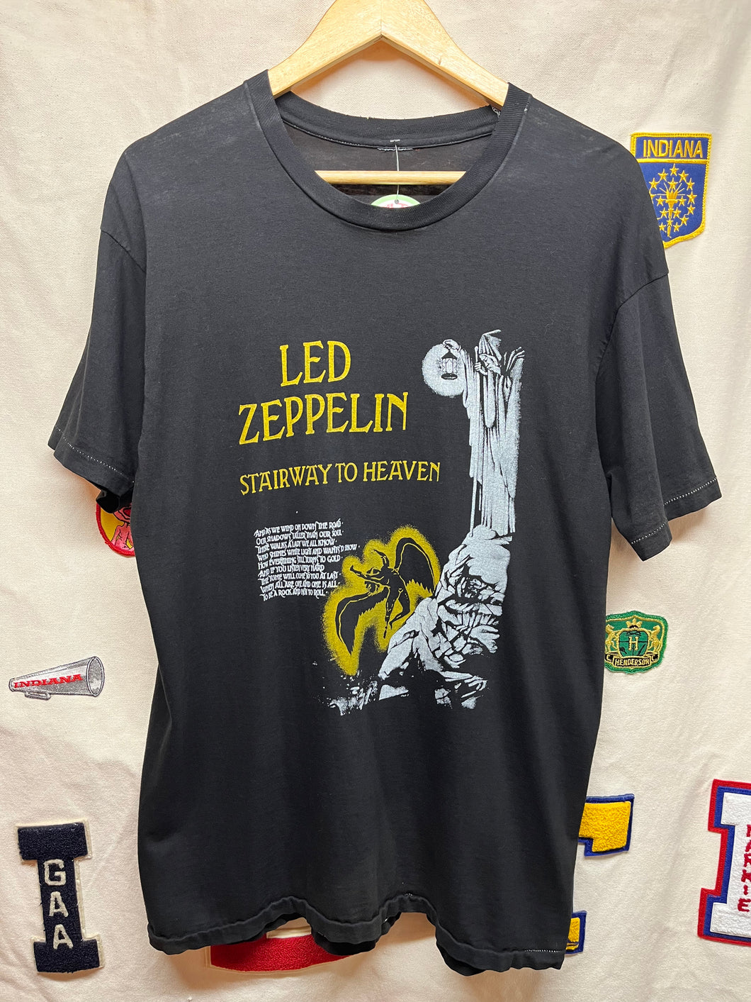 Vintage Led Zeppelin Stairway to Heaven 80's Band Thin Single Stitch T-Shirt: Large