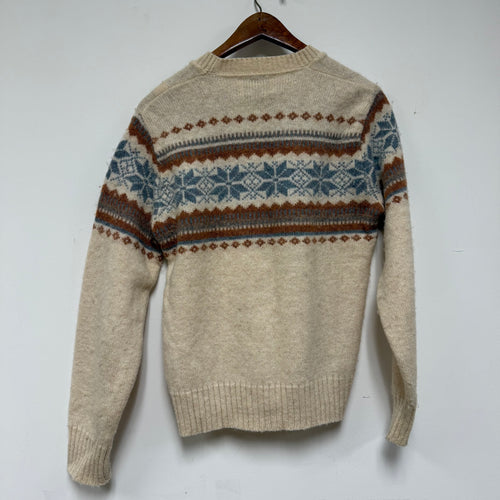 Vintage 70's Campus Beige Fall/Winter Wool Knit Sweater: Small
