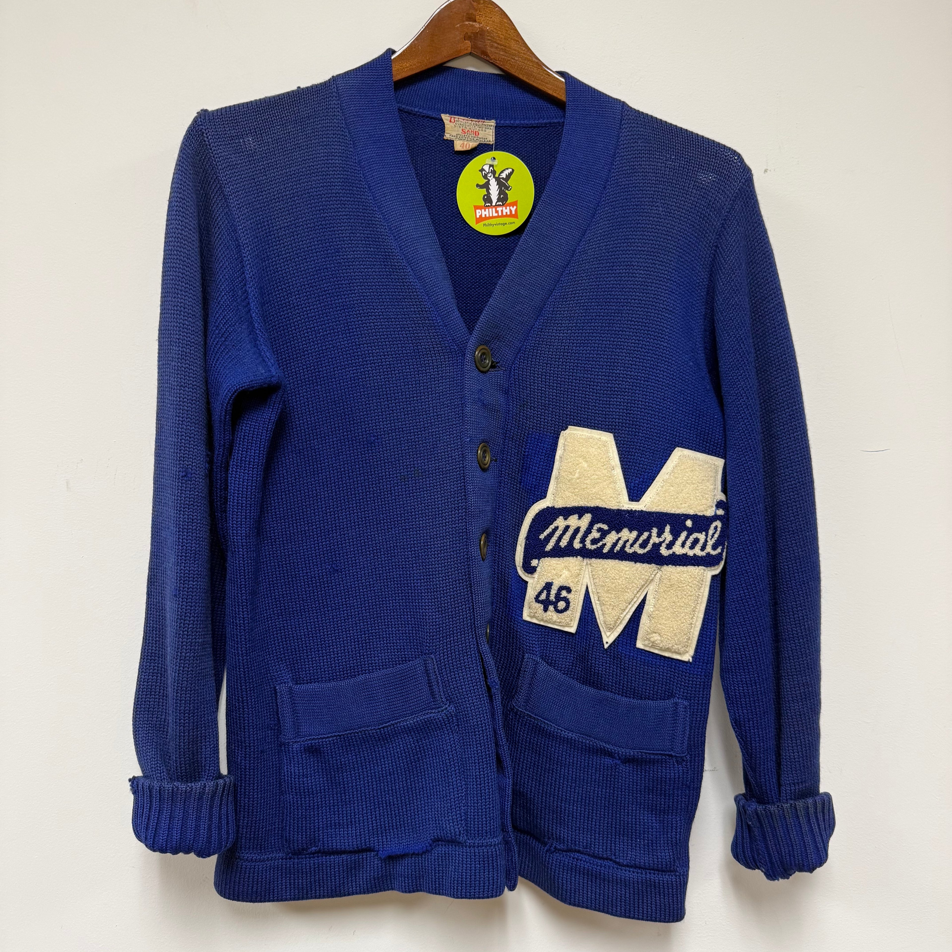 Vintage 1946 Memorial High School Knit Cardigan: S