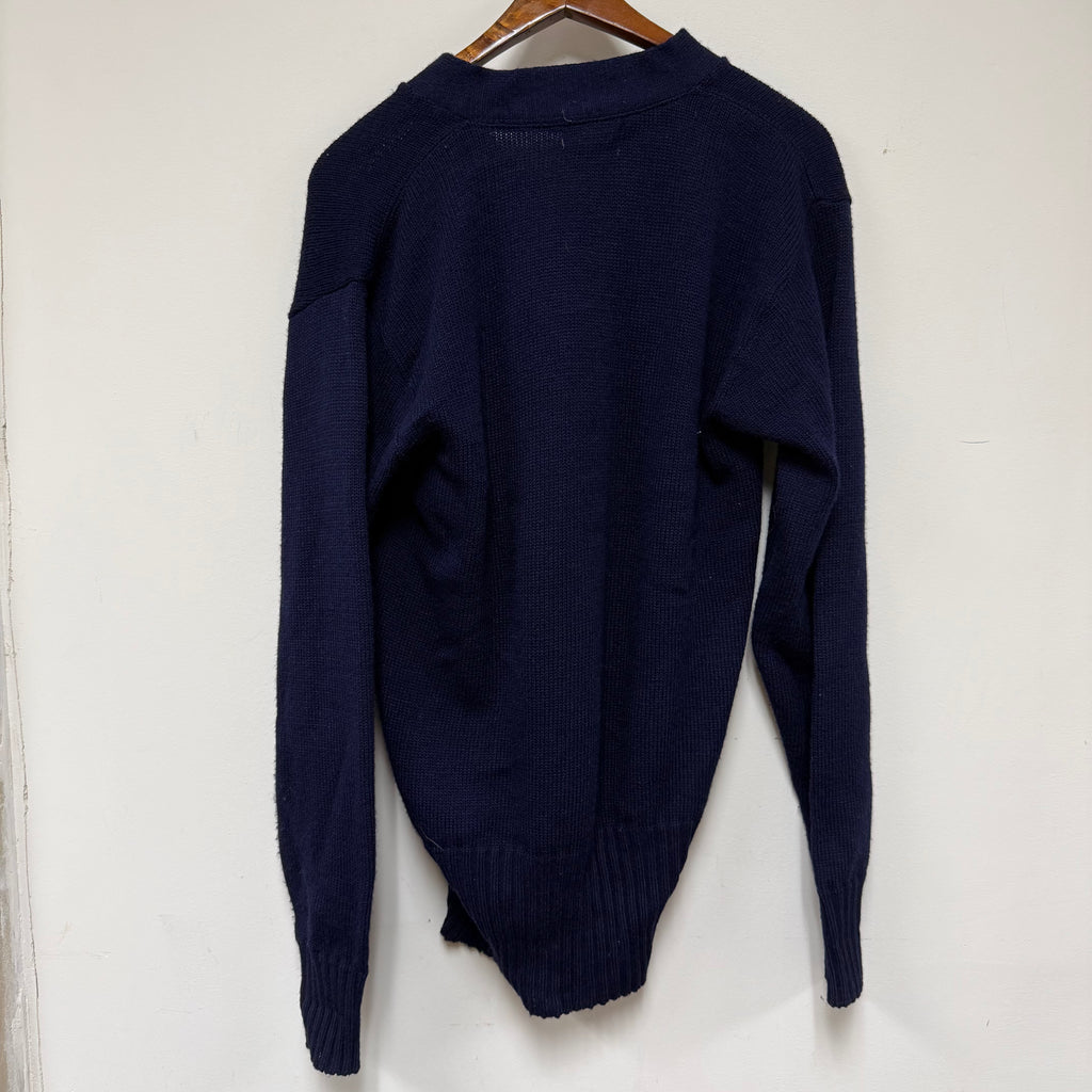 Vintage Memorial High School Evansville Golf Knit Navy Coane Letter Sweater: M/L
