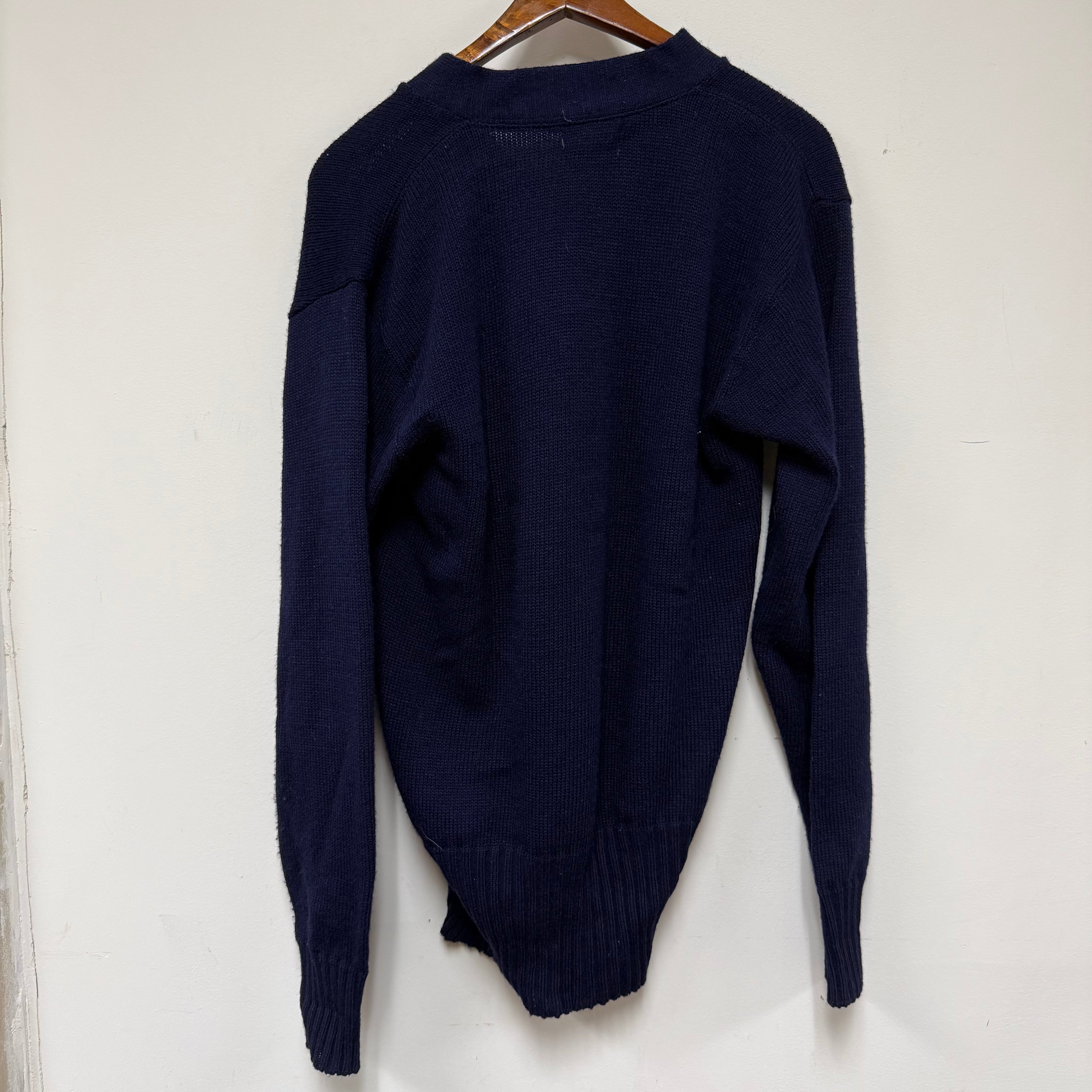 Vintage Memorial High School Evansville Golf Knit Navy Coane Letter Sweater: M/L