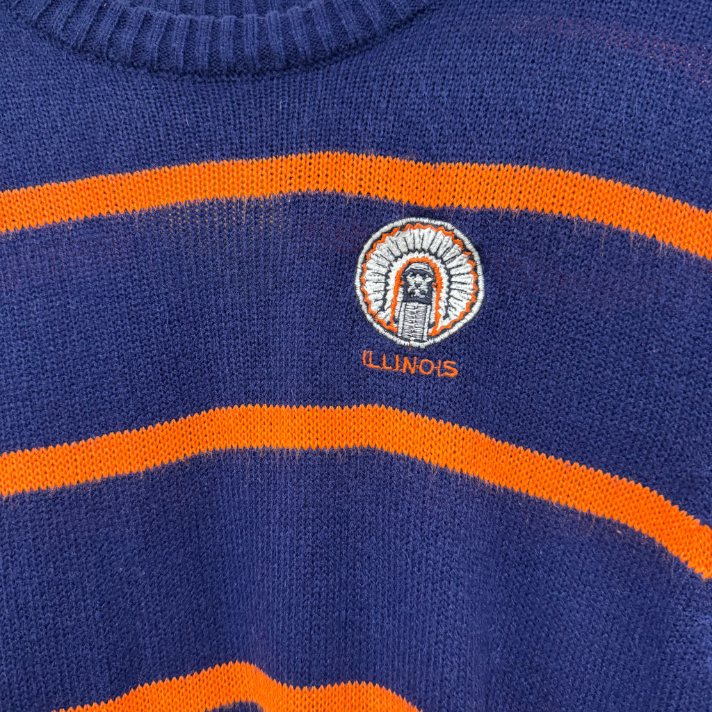 Vintage Illinois Chief Illiniwek Knit Sweater: S
