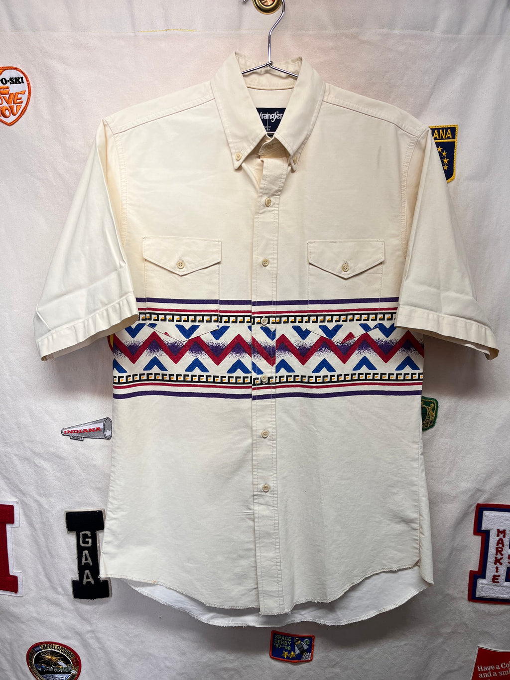 Vintage Wrangler Western Aztec Brushpopper Button Up Shirt: Medium