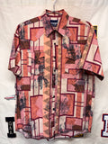 Vintage Wrangler Western Native American Pink Aztec Button Up Shirt: Large