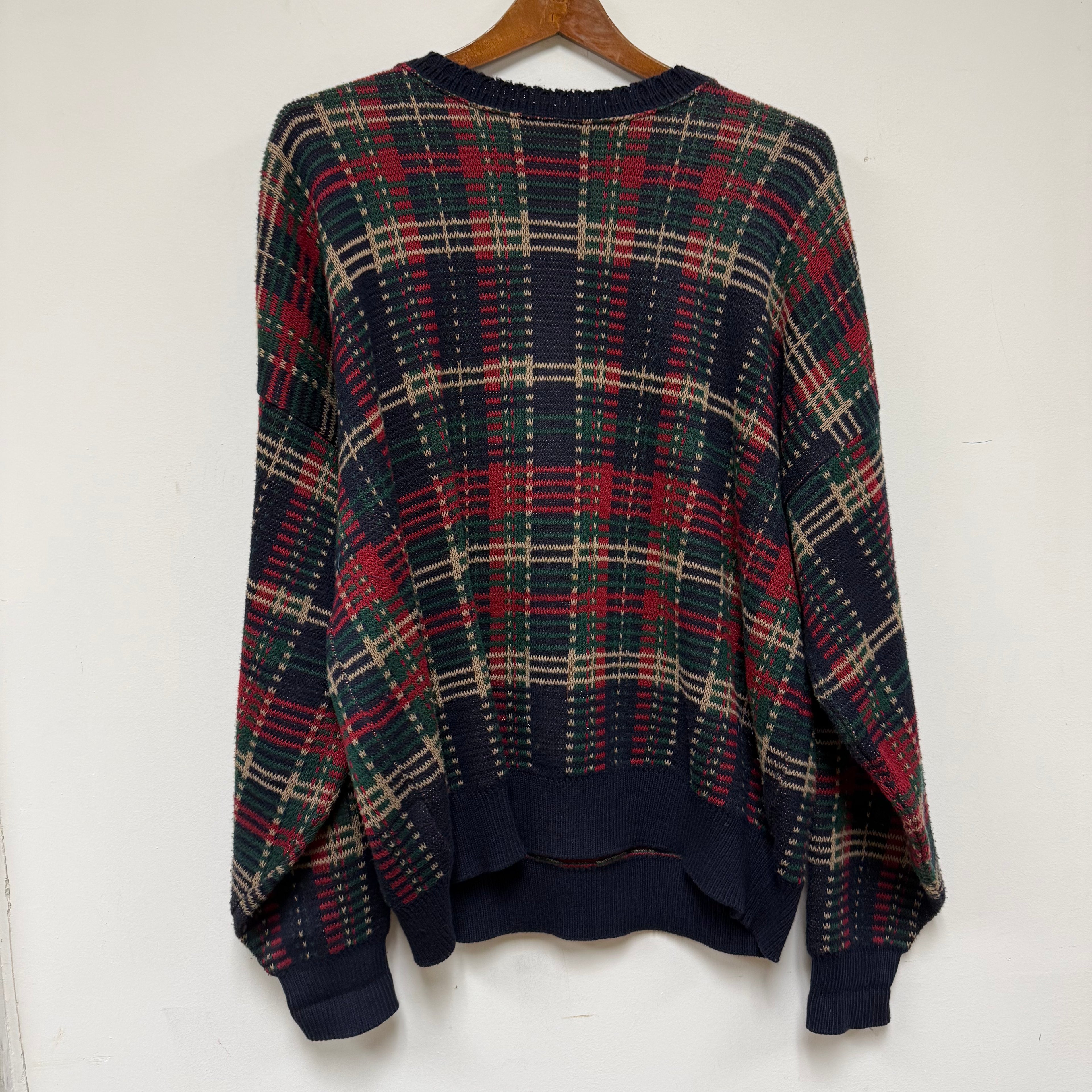 Vintage Pendleton Plaid Knit Sweater: XL