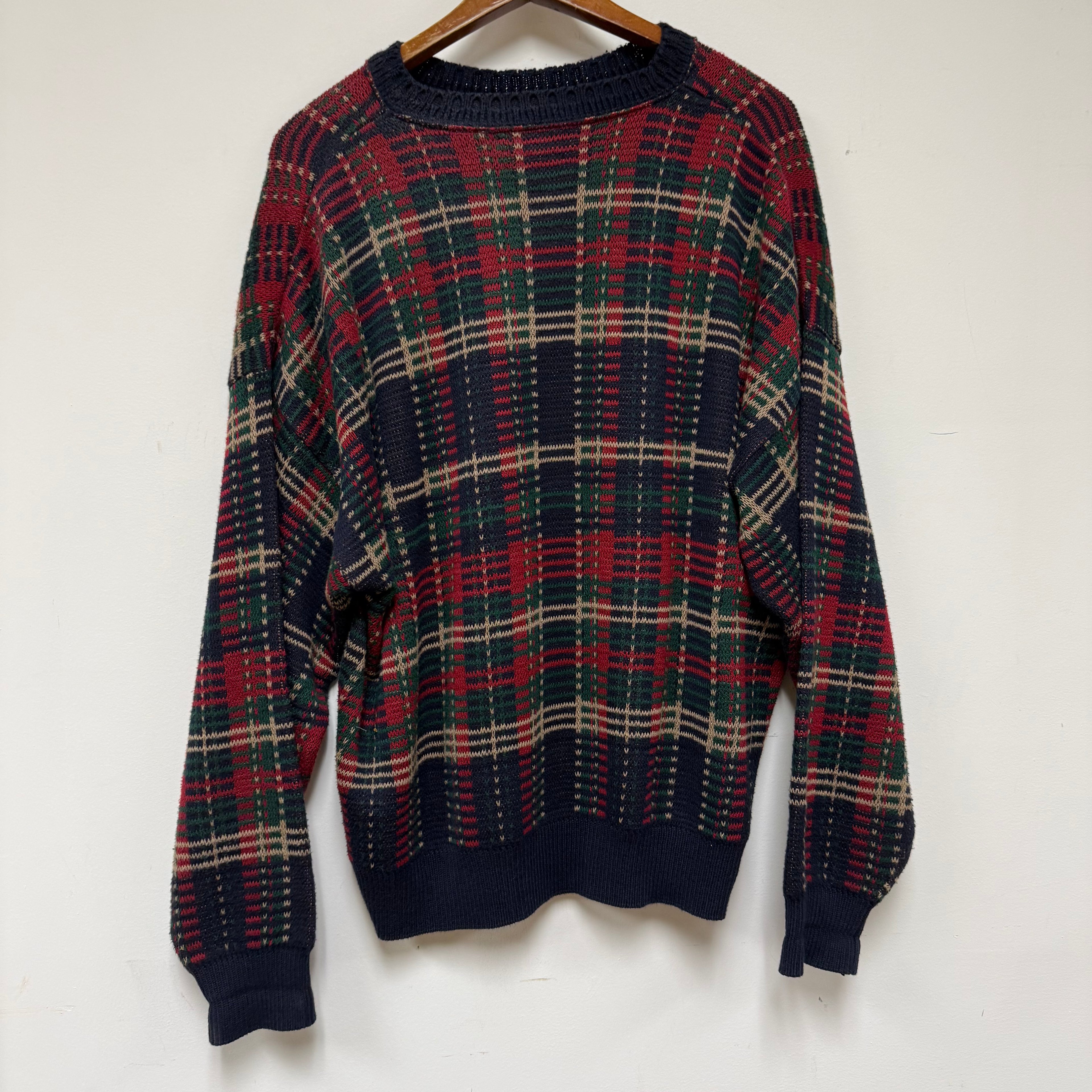 Vintage Pendleton Plaid Knit Sweater: XL