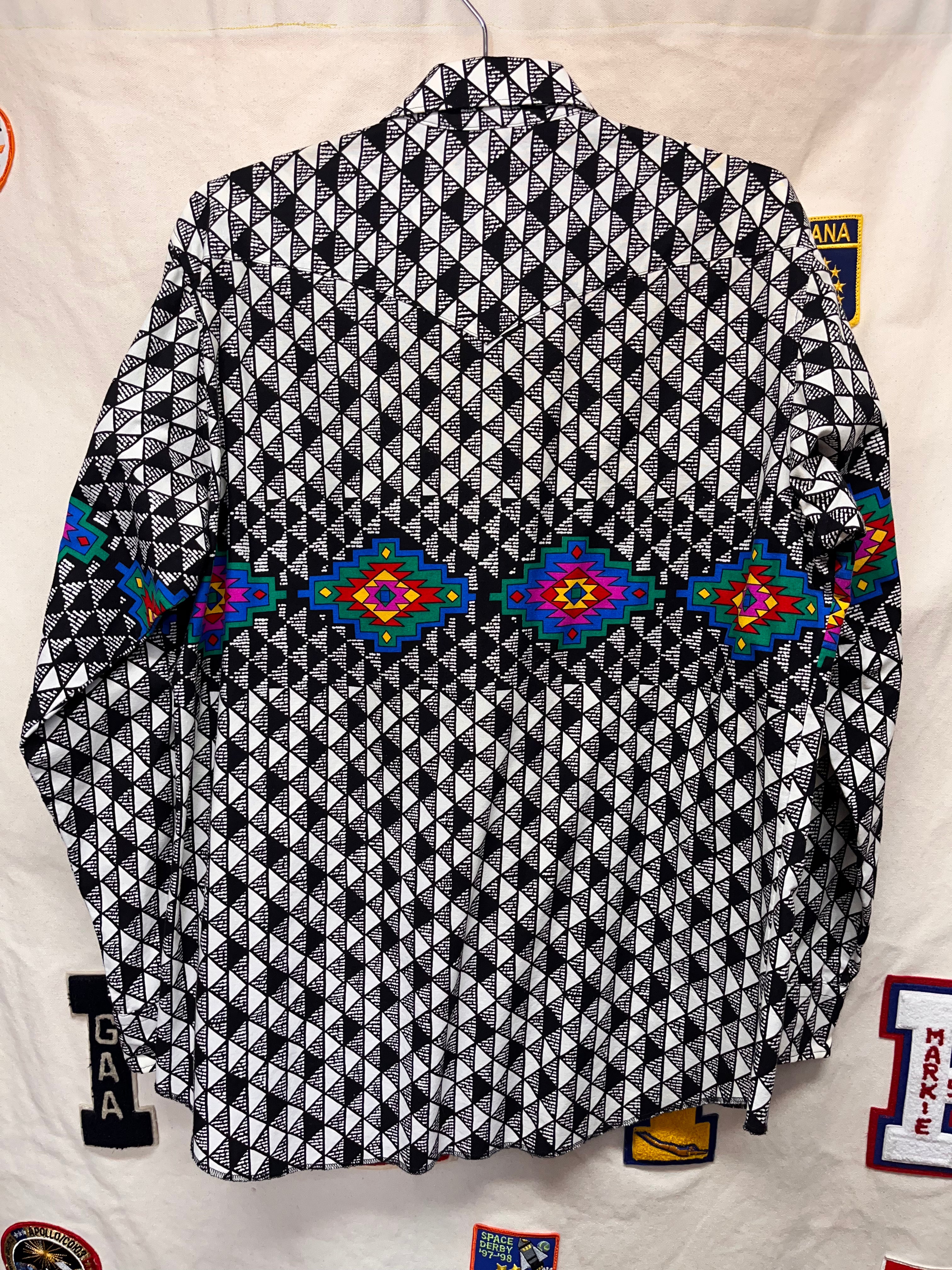 Vintage Wrangler Western Aztec Cowboy Cut Shirt: Large