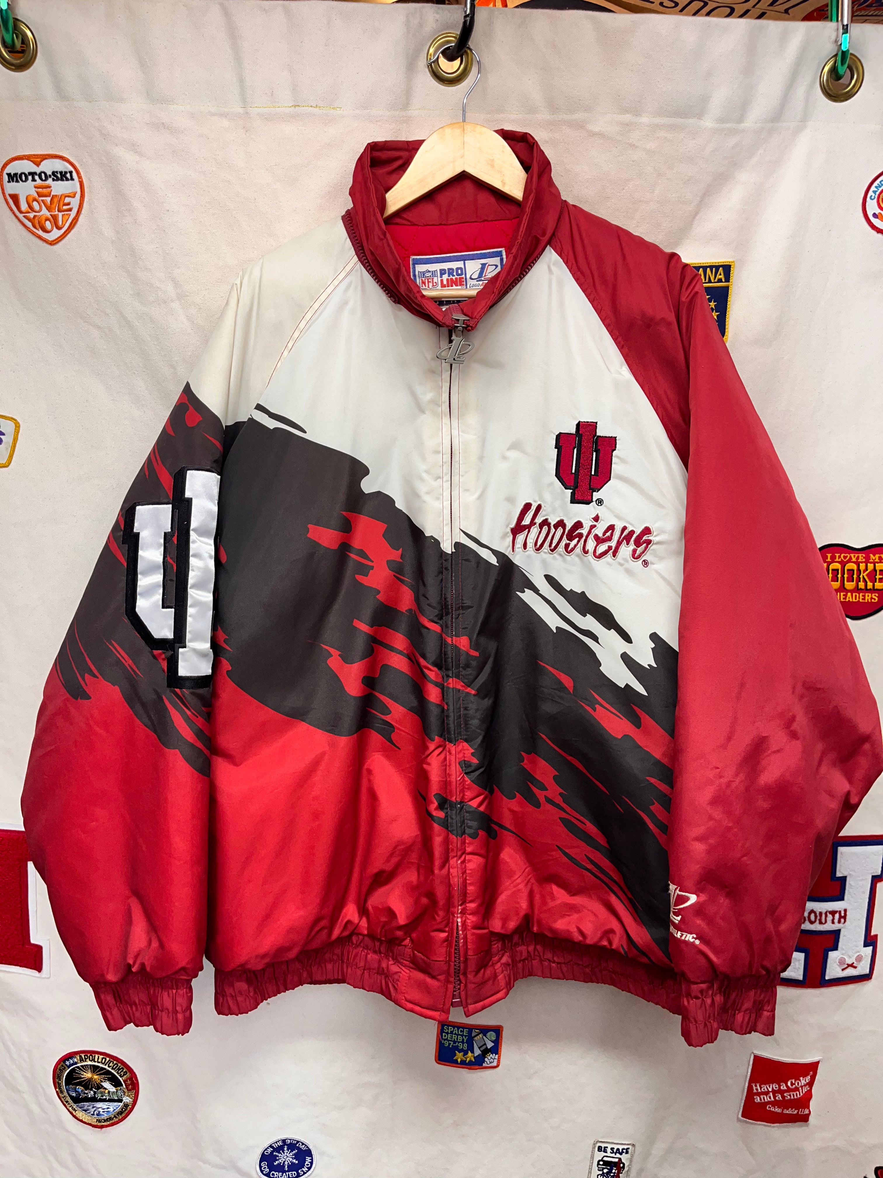 Vintage Indiana University Hoosiers IU Logo Athletic Splash Jacket: XL