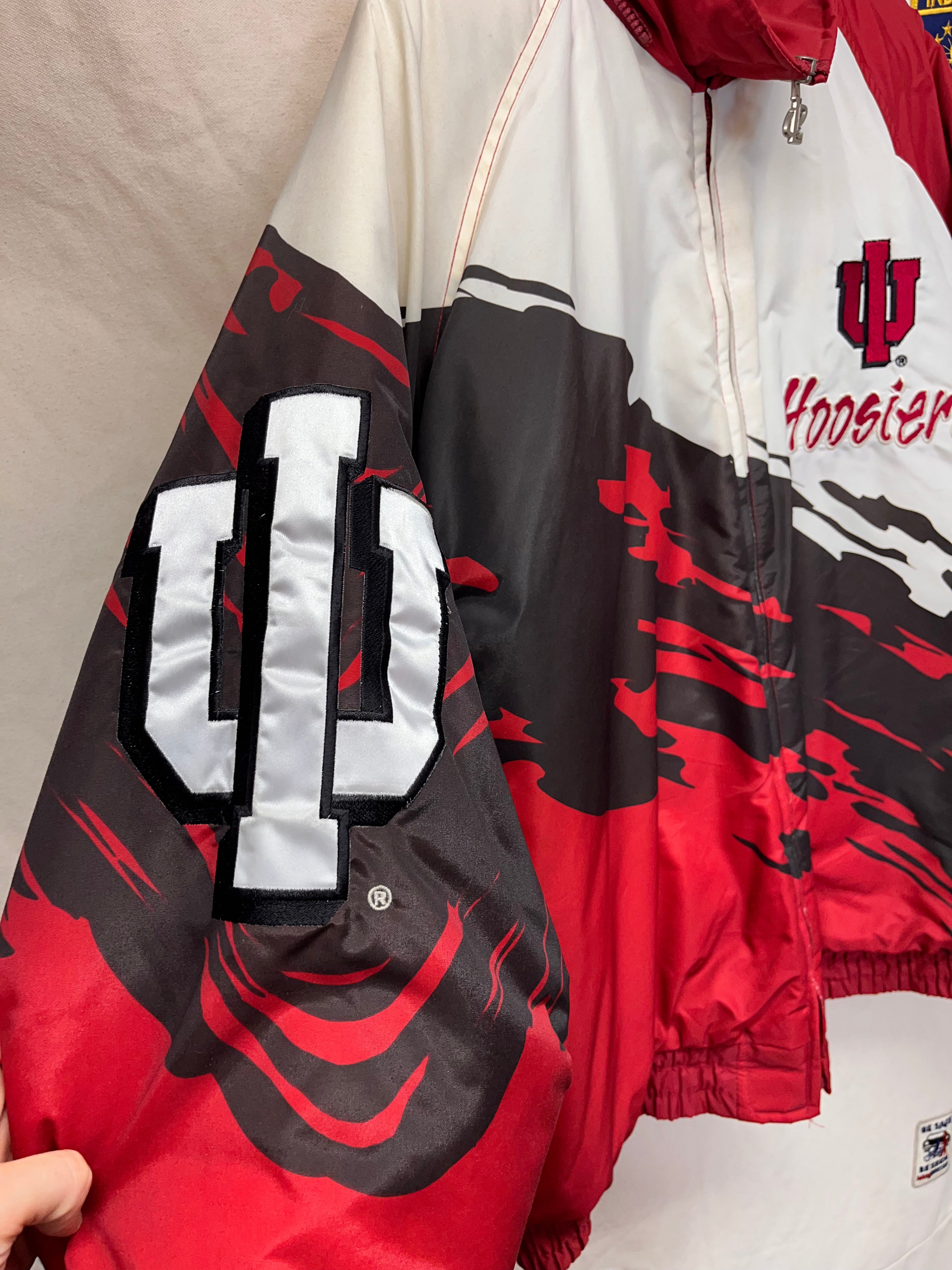 Vintage Indiana University Hoosiers IU Logo Athletic Splash Jacket: XL