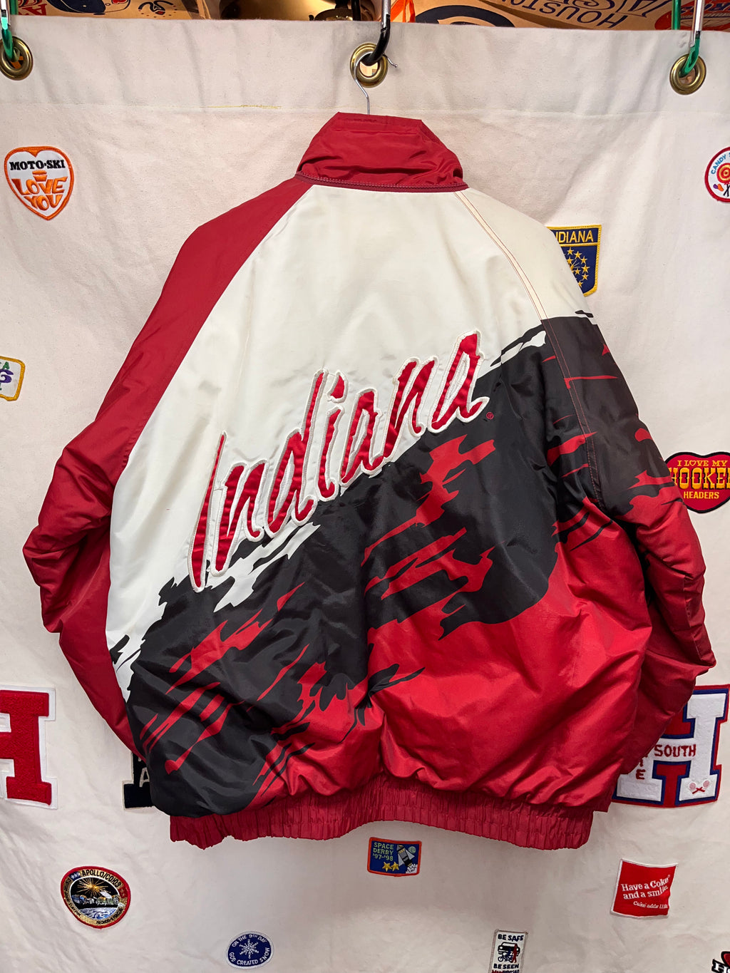 Vintage Indiana University Hoosiers IU Logo Athletic Splash Jacket: XL