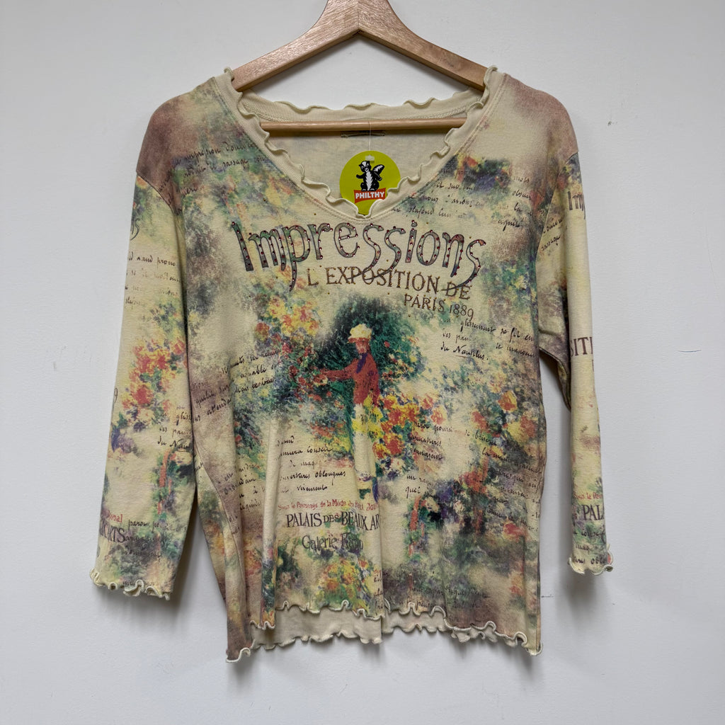 Vintage All-Over Impressions Graphic Shirt: XL